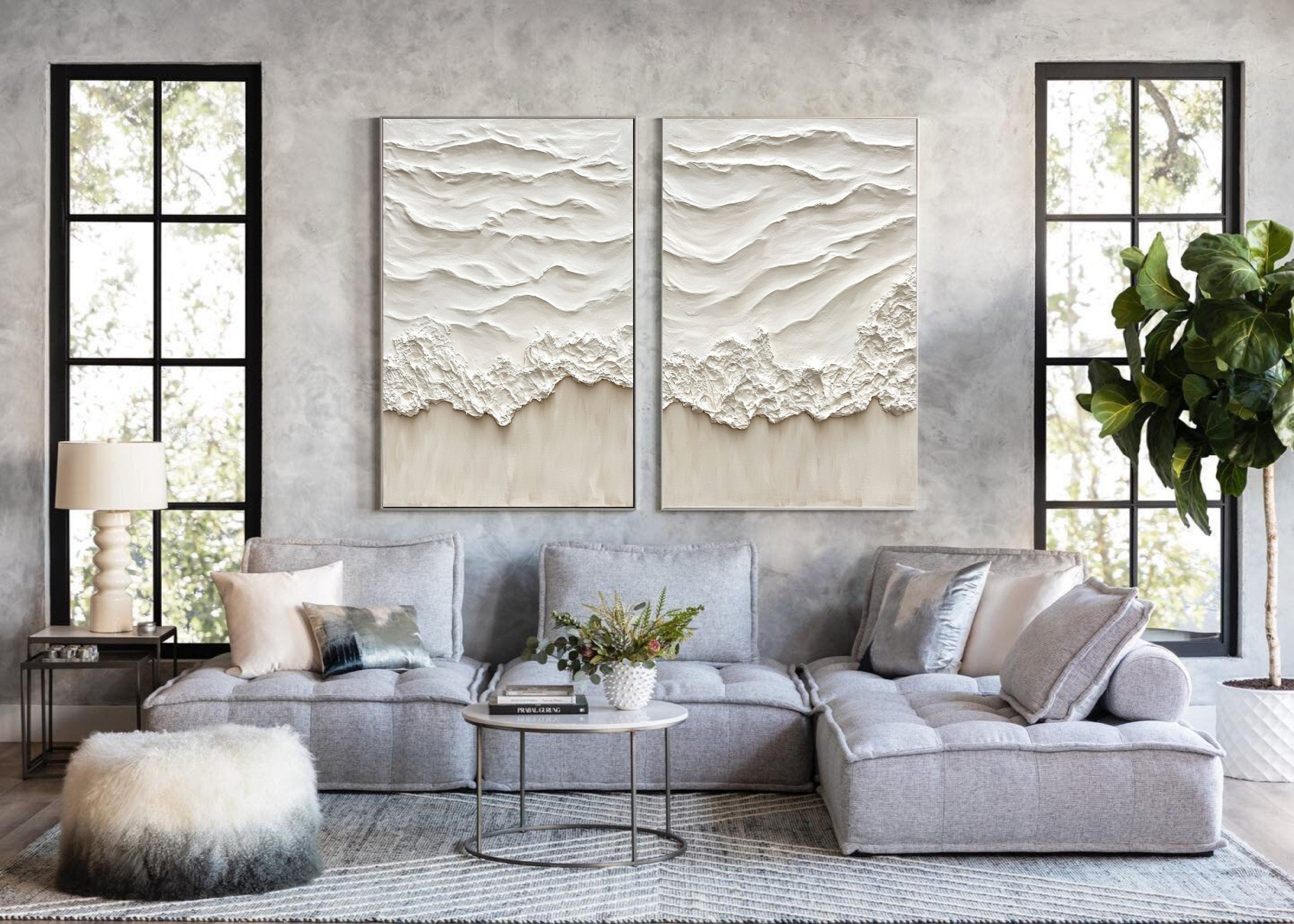 Textured Beach Waves Canvas Set for Coastal Home Decor #BBS 012