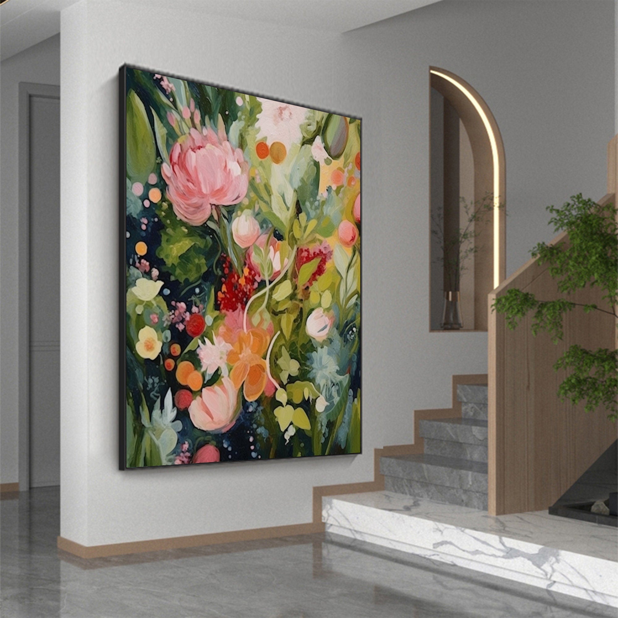 Large Floral Abstract Wall Art for Home Decor #FT 012