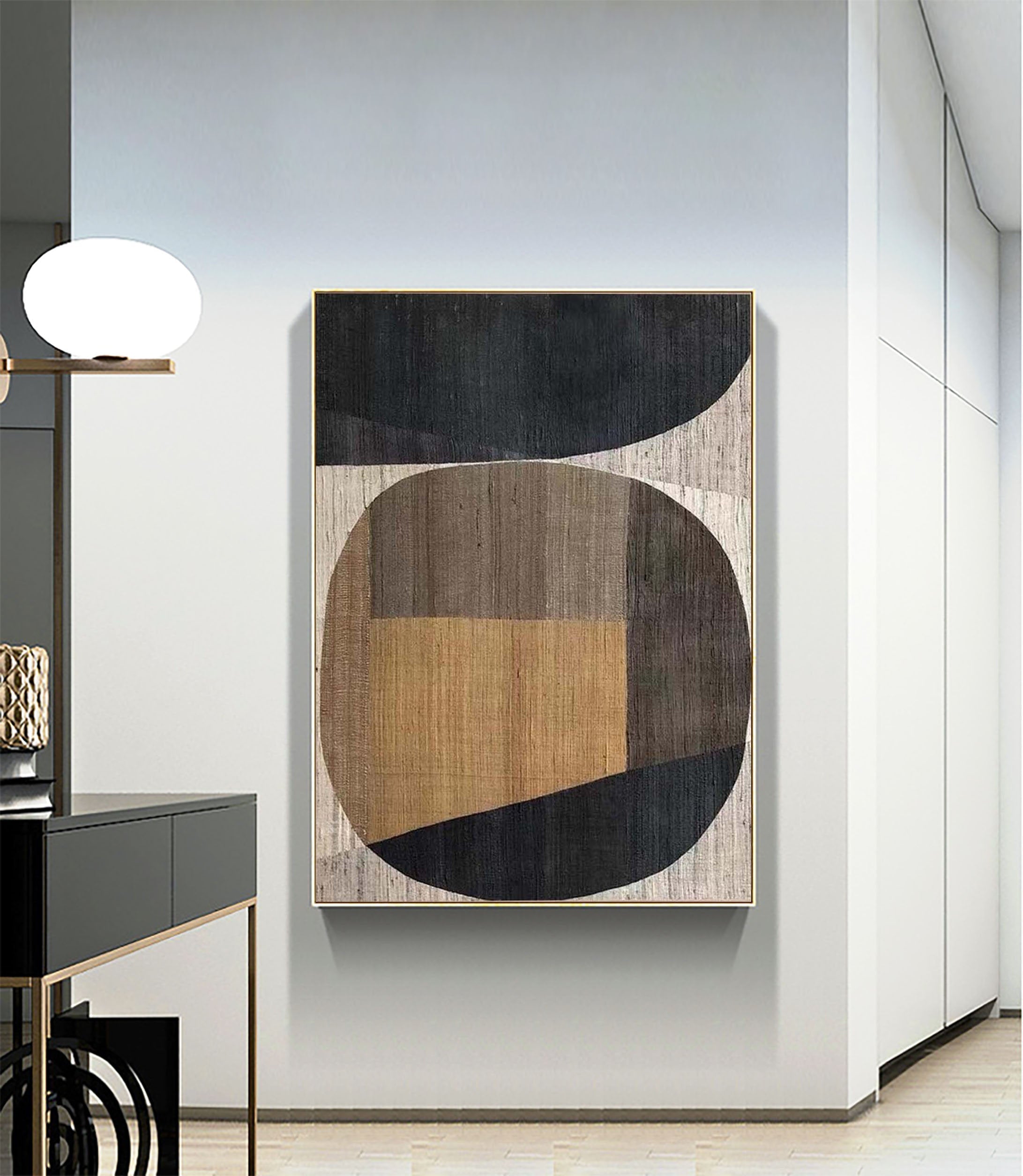 Beige & Brown Abstract Painting #LL 002