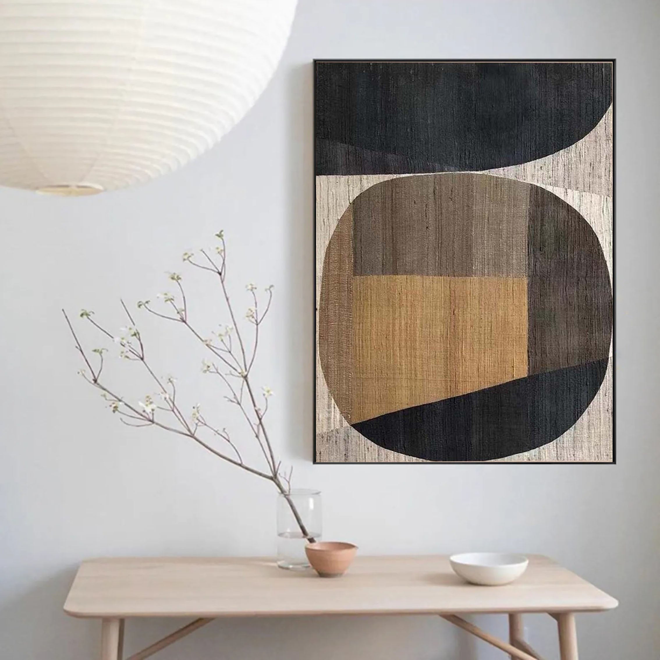 Beige & Brown Abstract Painting #LL 002