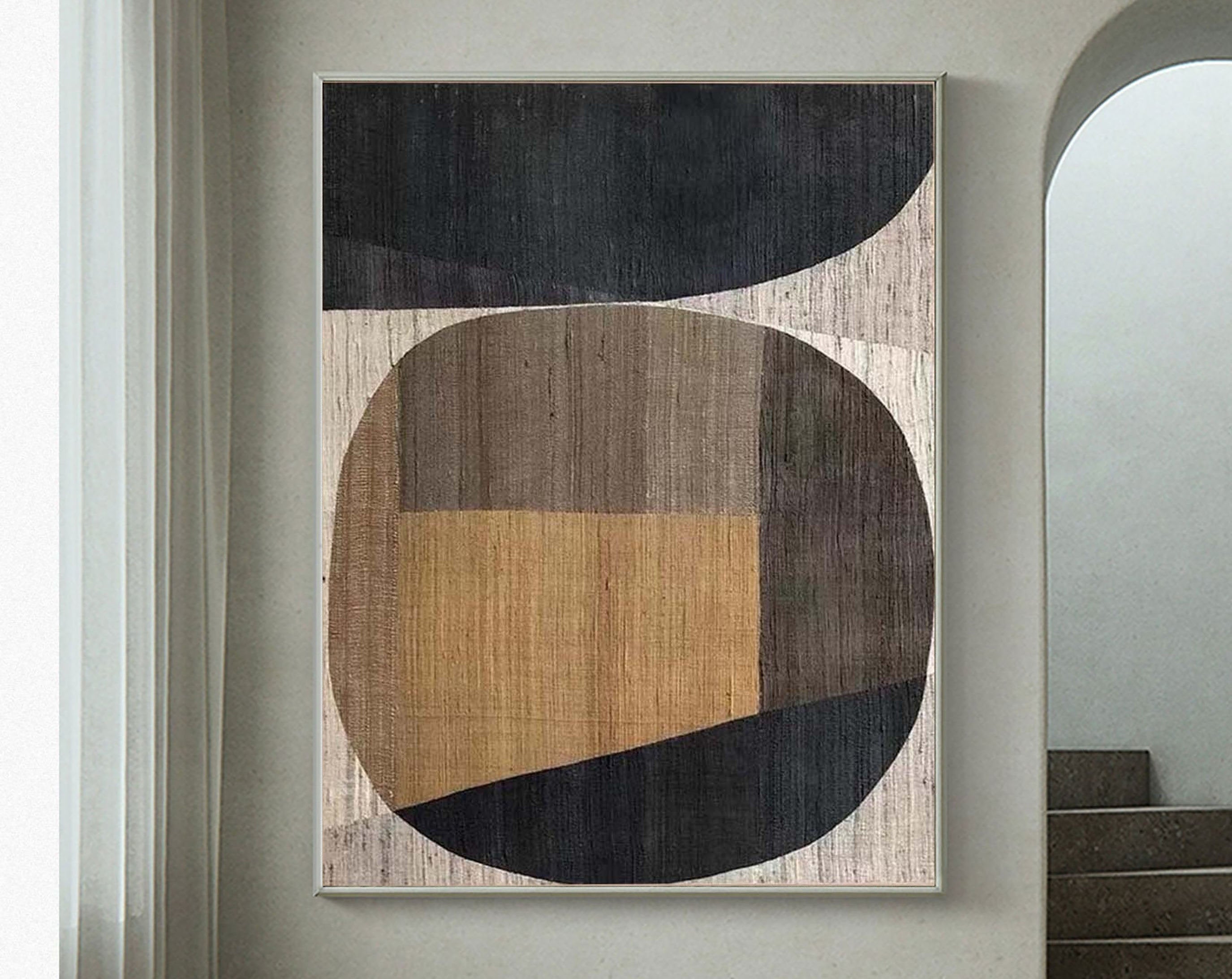 Beige & Brown Abstract Painting #LL 002