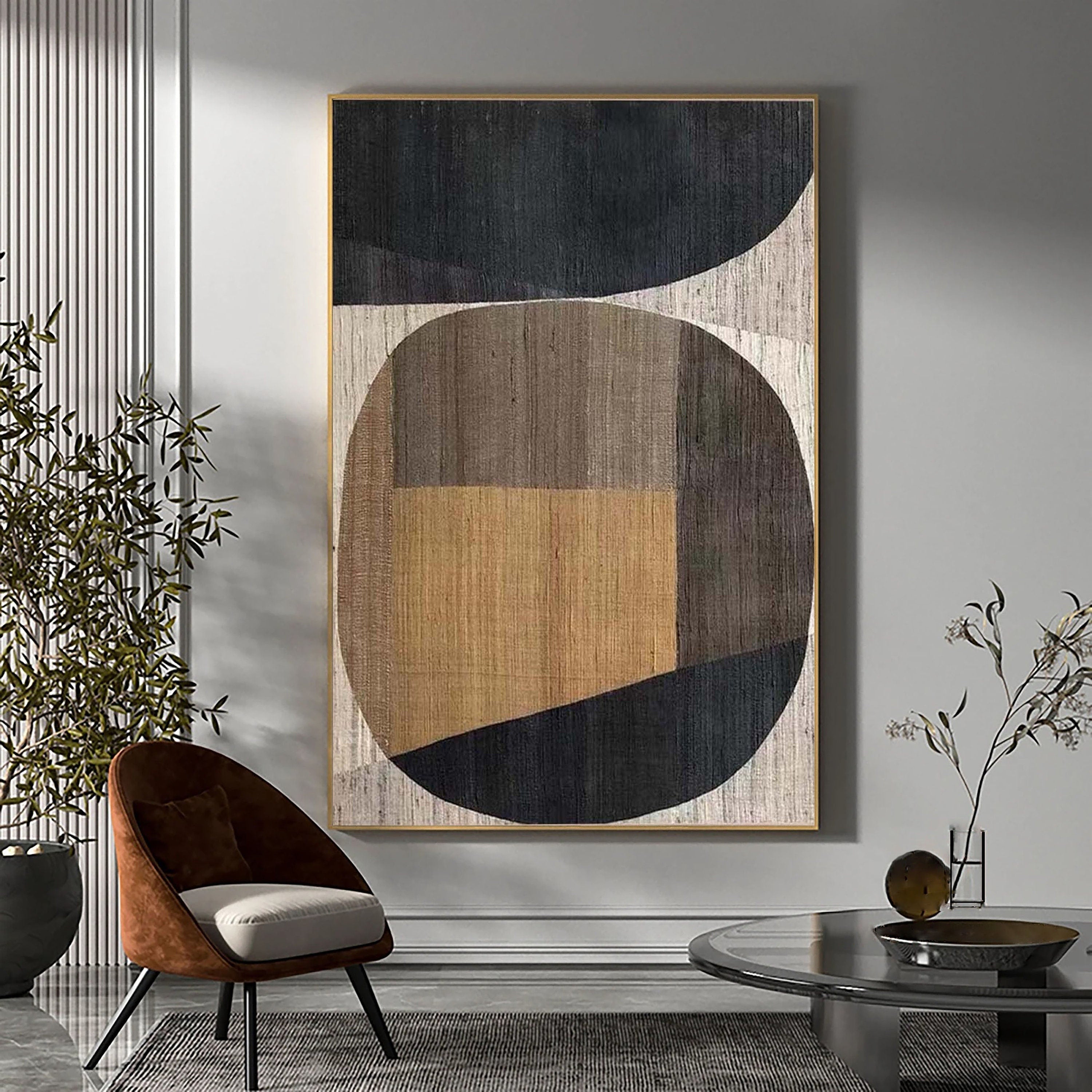 Beige & Brown Abstract Painting #LL 002