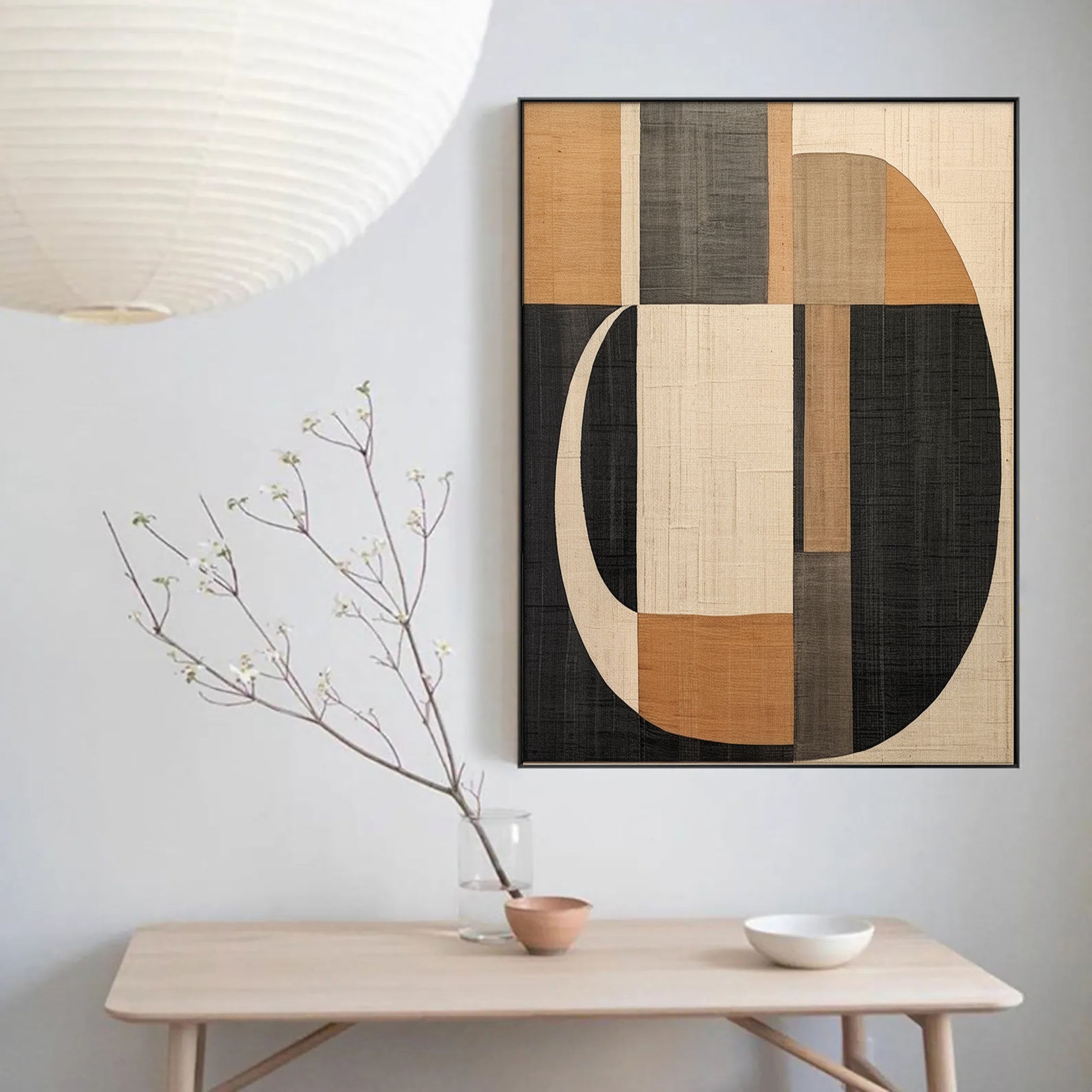 Beige & Brown Abstract Painting #LL 006