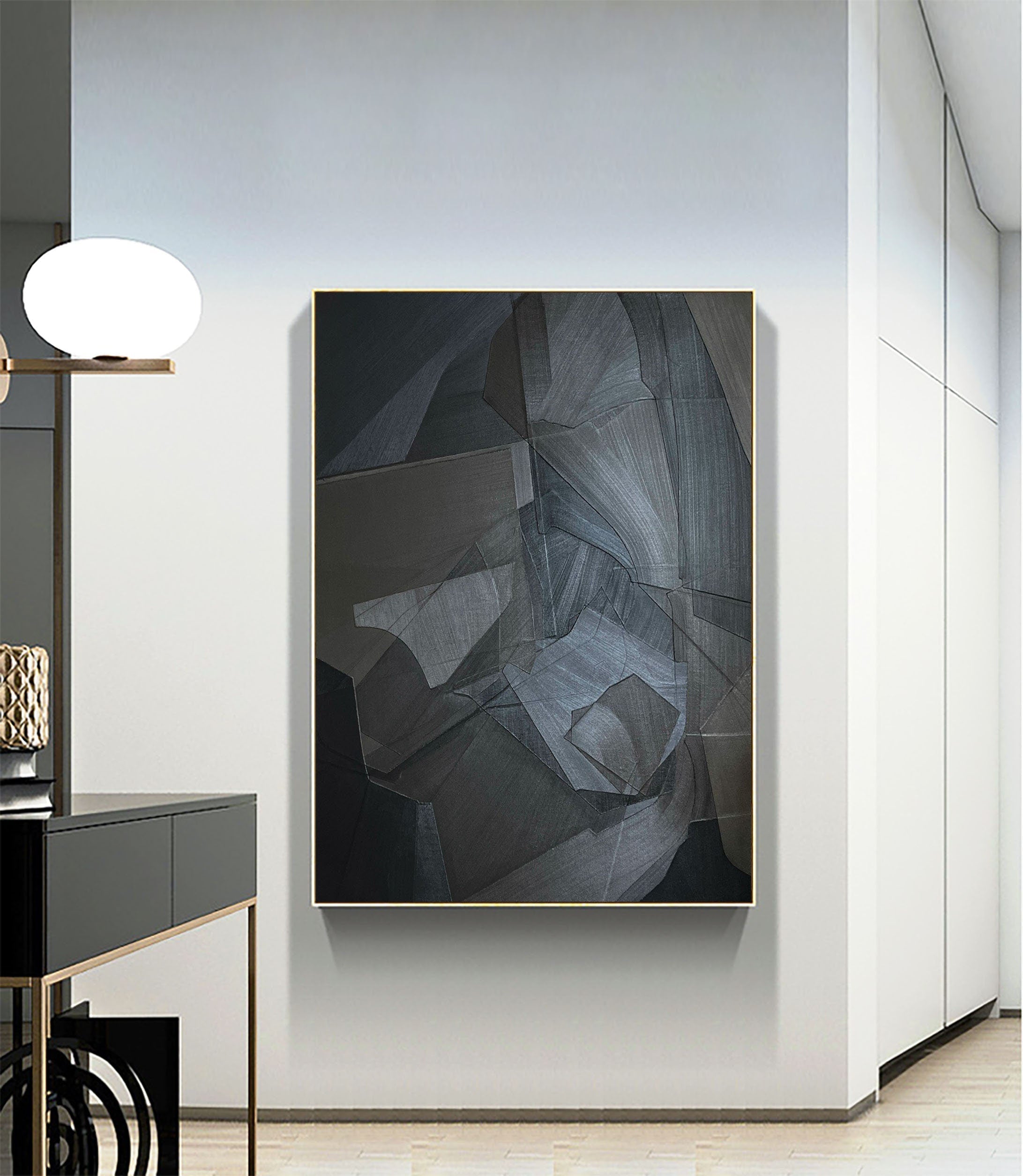 Black & White Abstract Painting #CXA 015