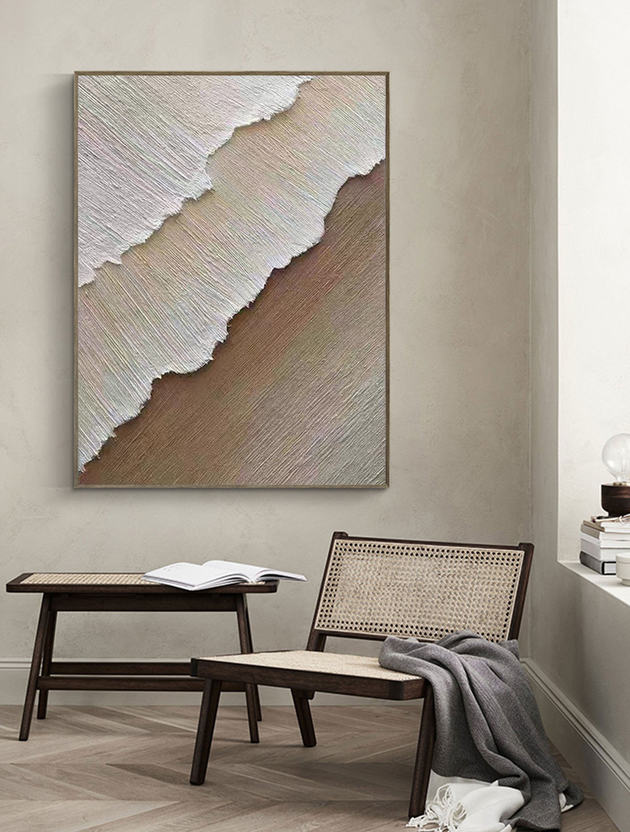 Beige & Brown Abstract Painting #LL 007