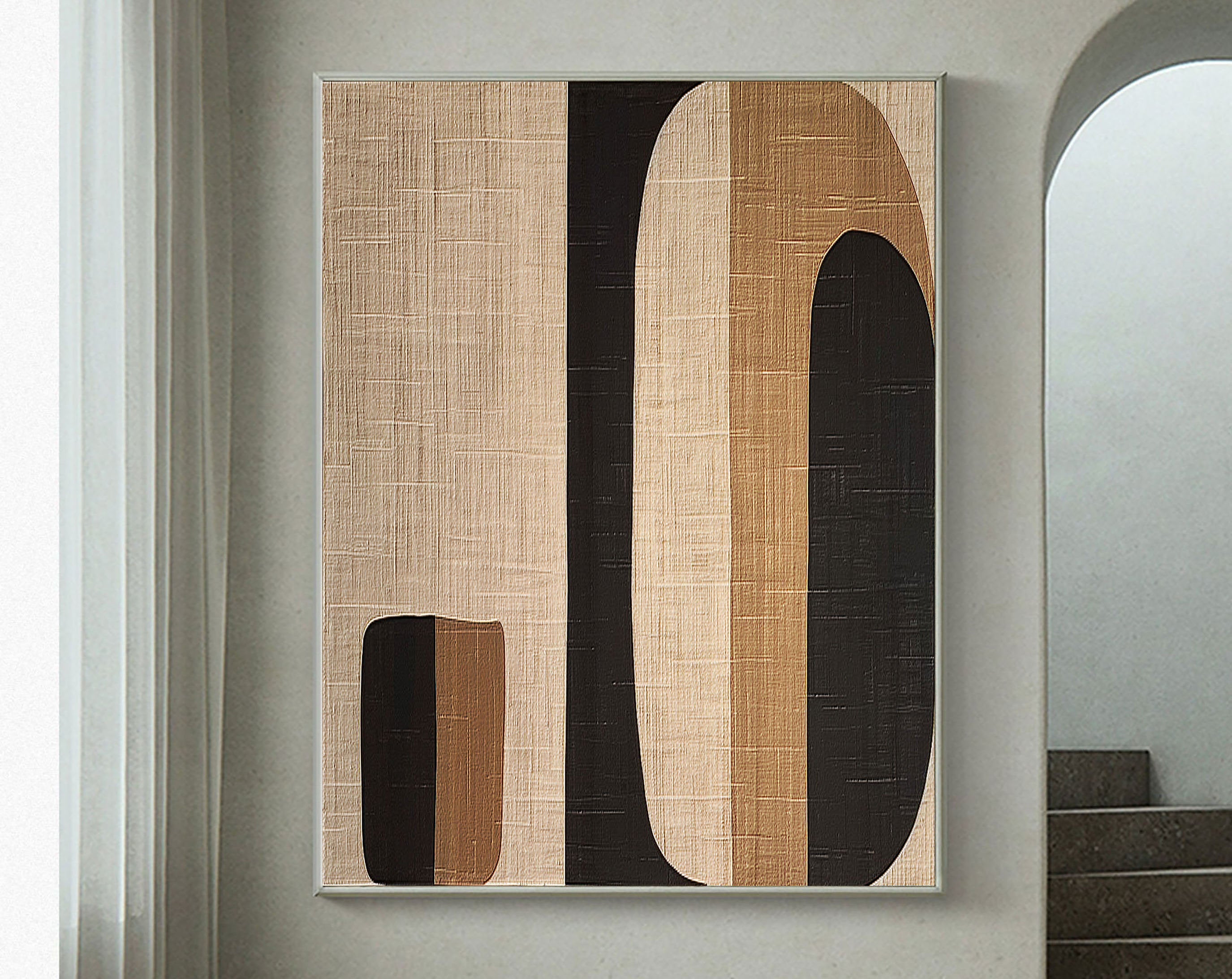 Beige & Brown Abstract Painting #LL 003