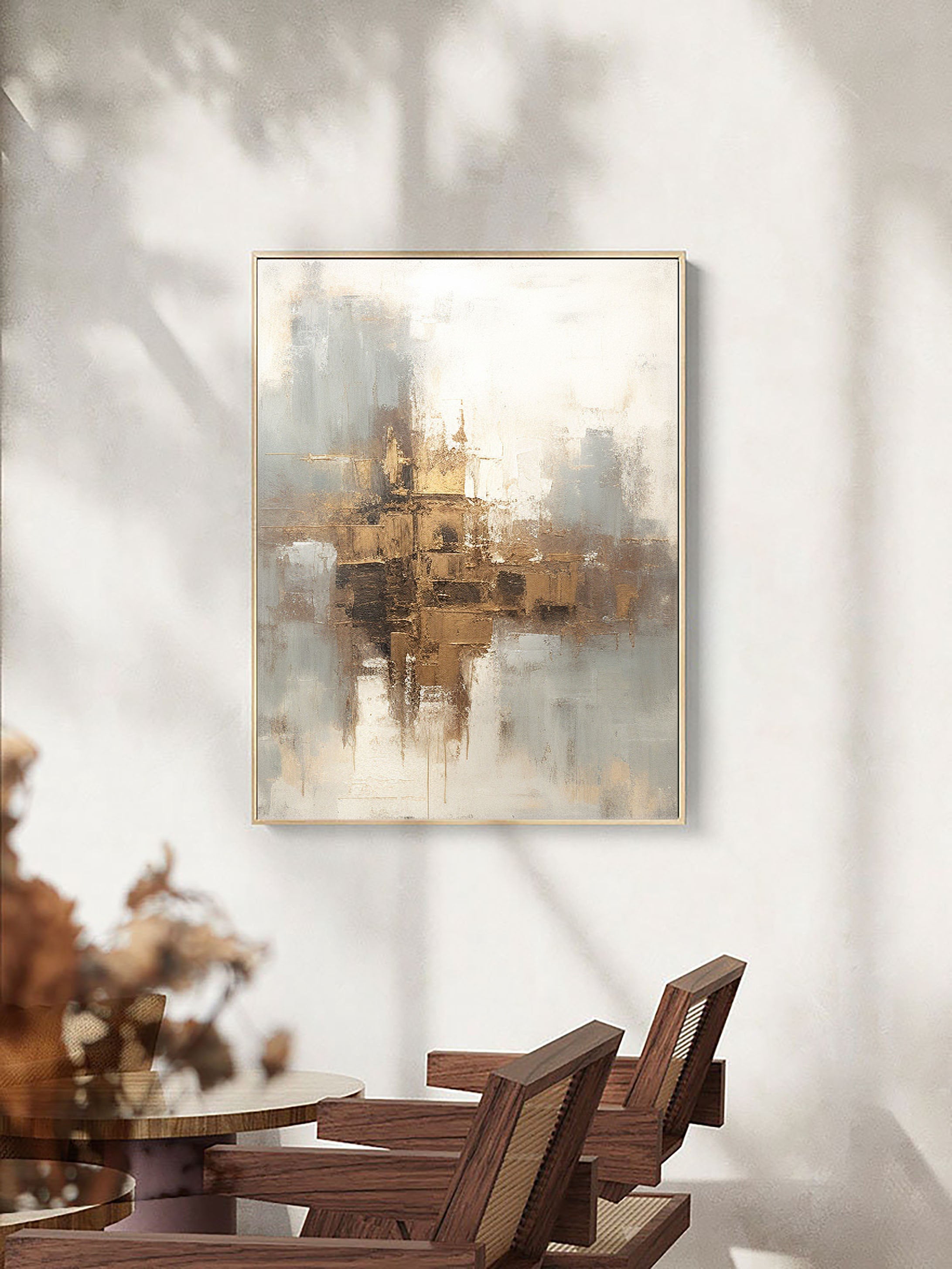 Beige & Brown Abstract Painting #LL 012