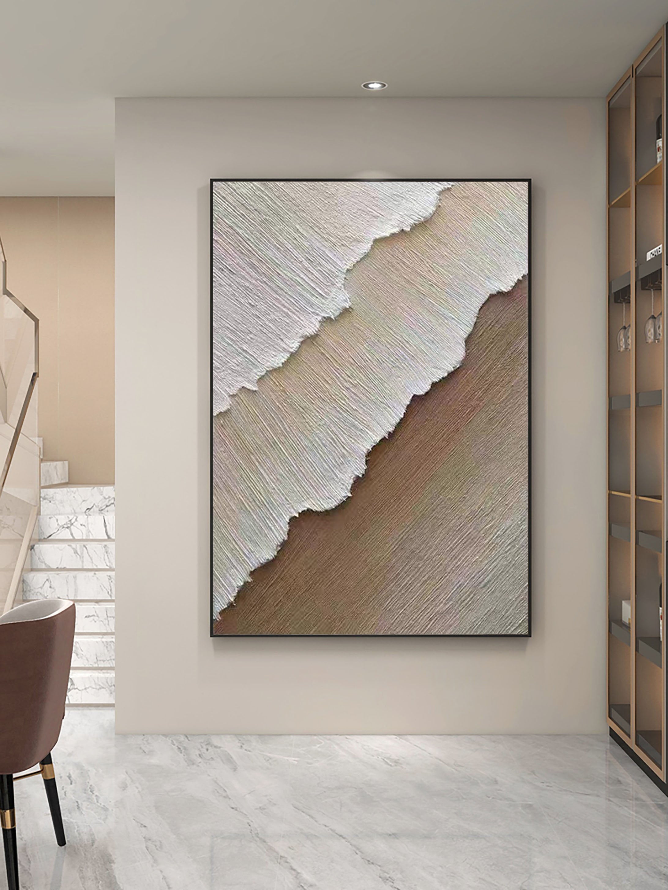 Beige & Brown Abstract Painting #LL 007