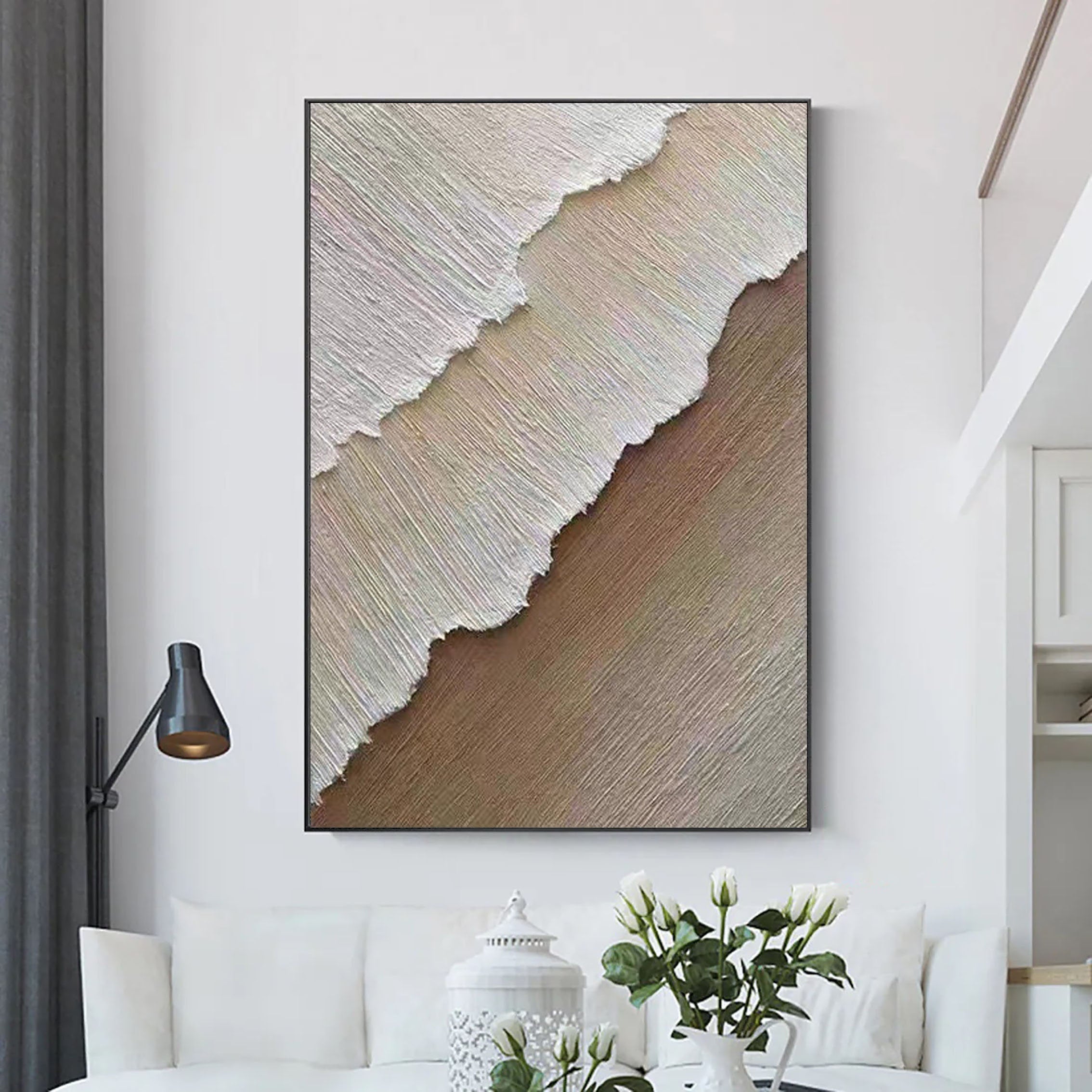 Beige & Brown Abstract Painting #LL 007