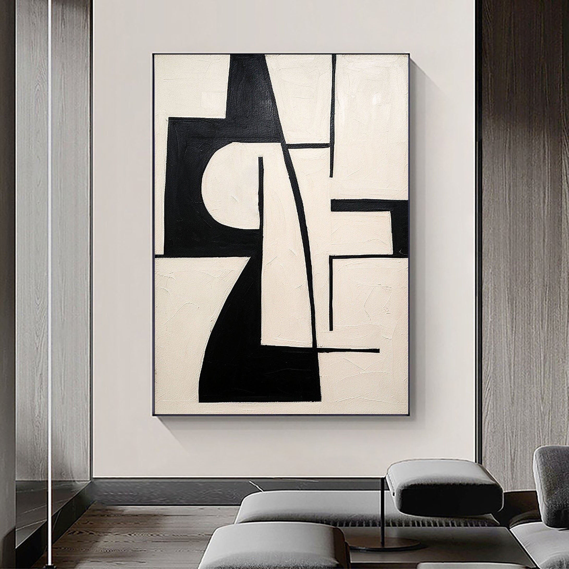 Black & White Abstract Painting #CXA 021