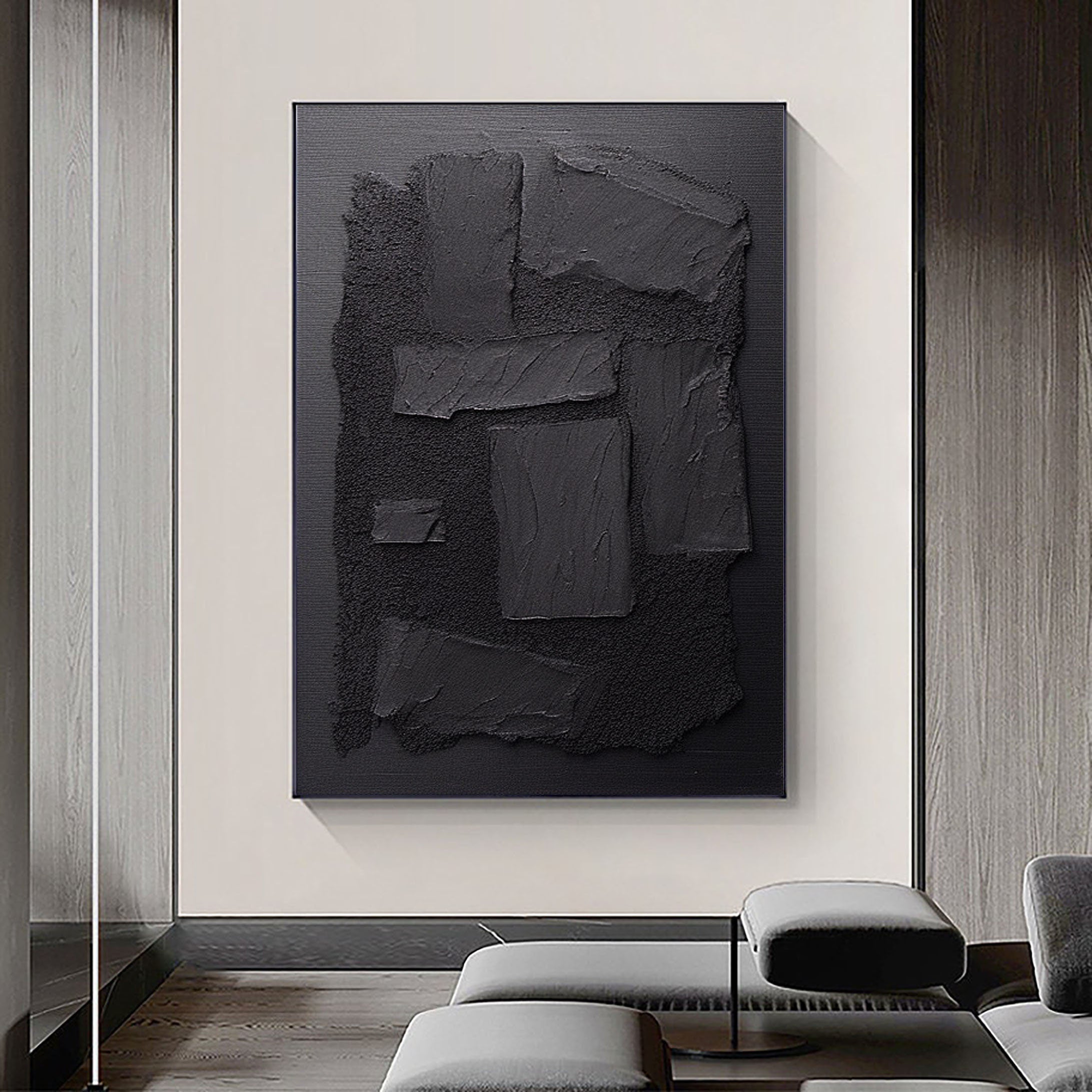 Black & White Abstract Painting #CXA 005