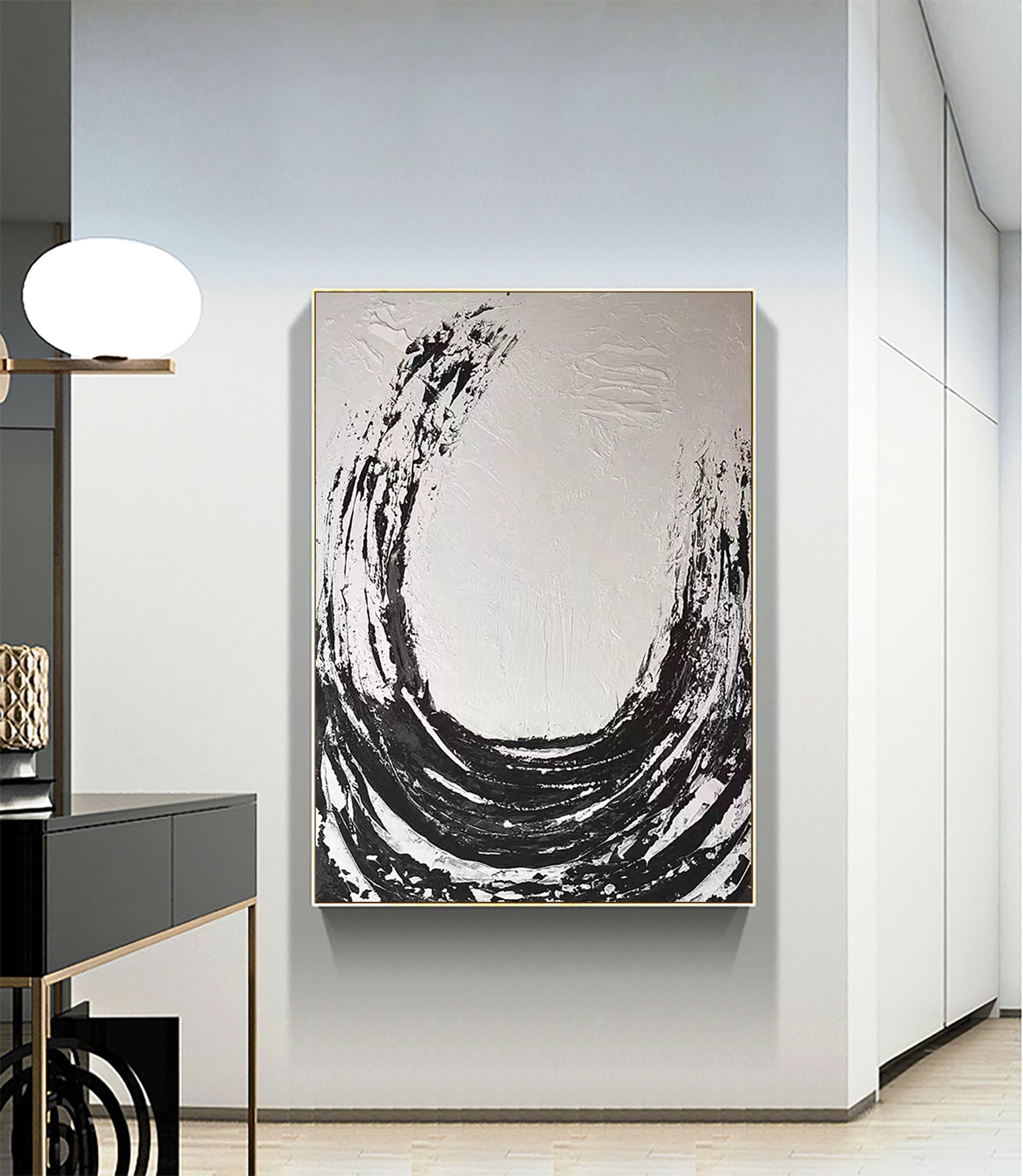 Black & White Abstract Painting #LL 008