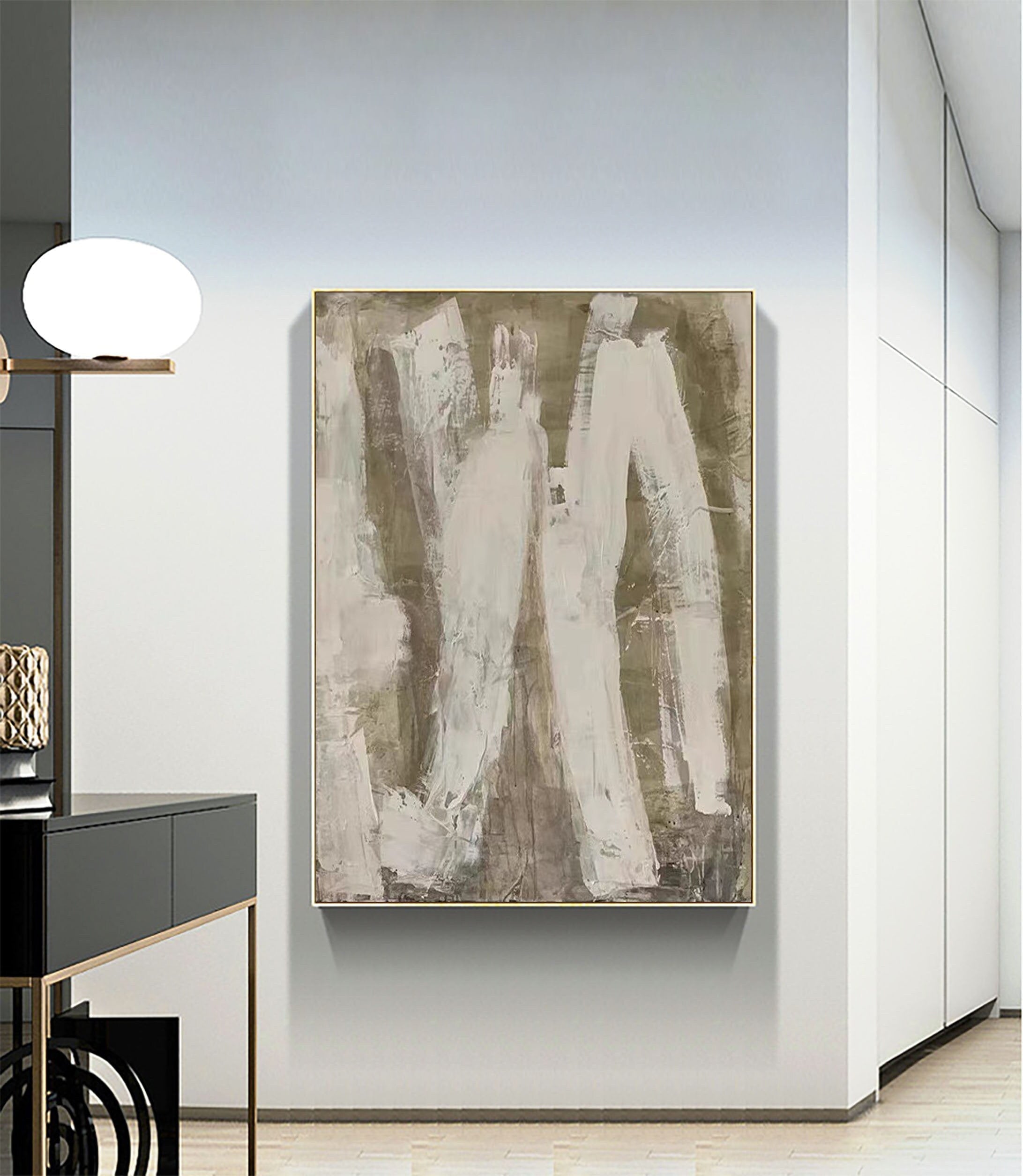 Beige & Brown Abstract Painting #LL 015