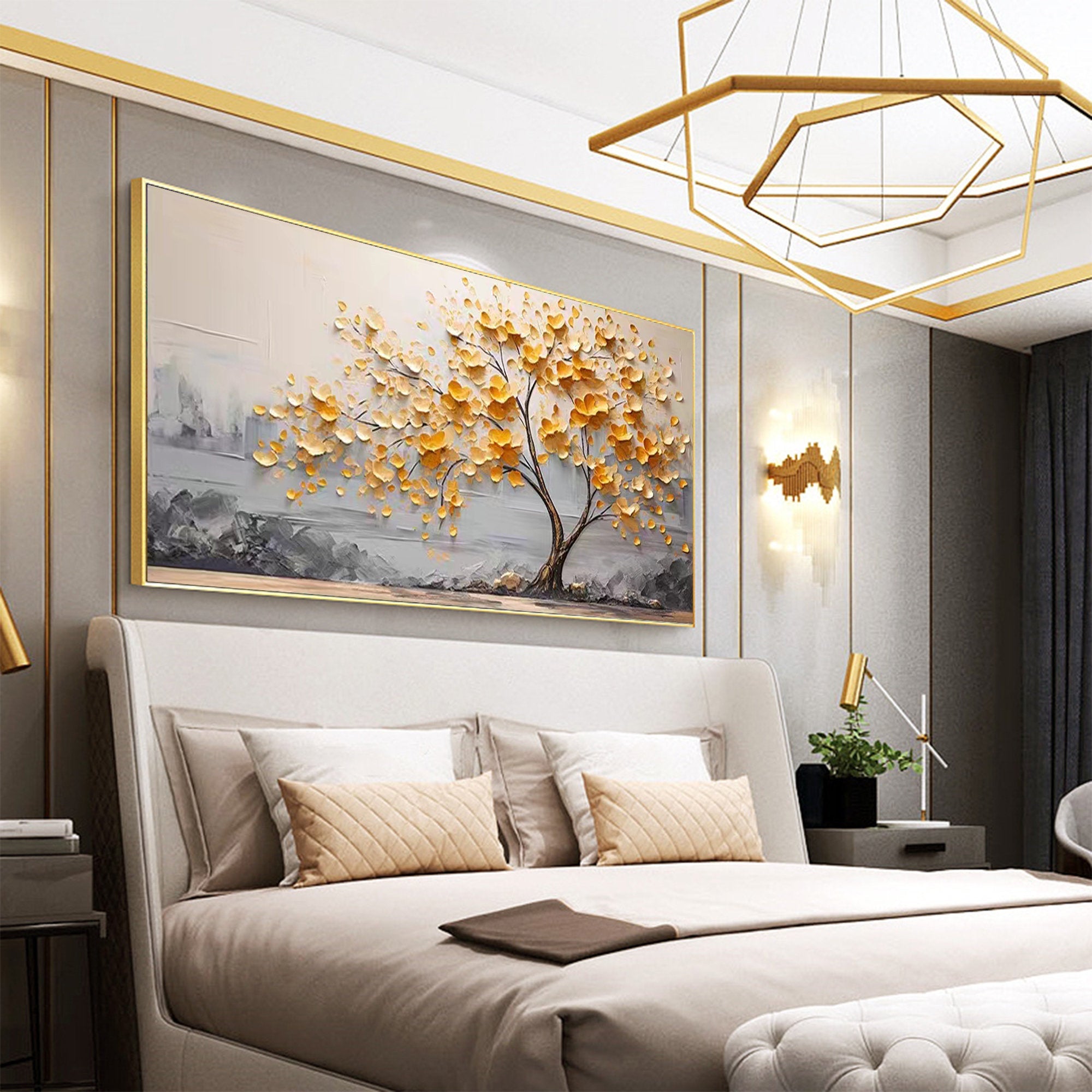 Golden Blossom Tree Art - Textured Wall Decor #BGM 010