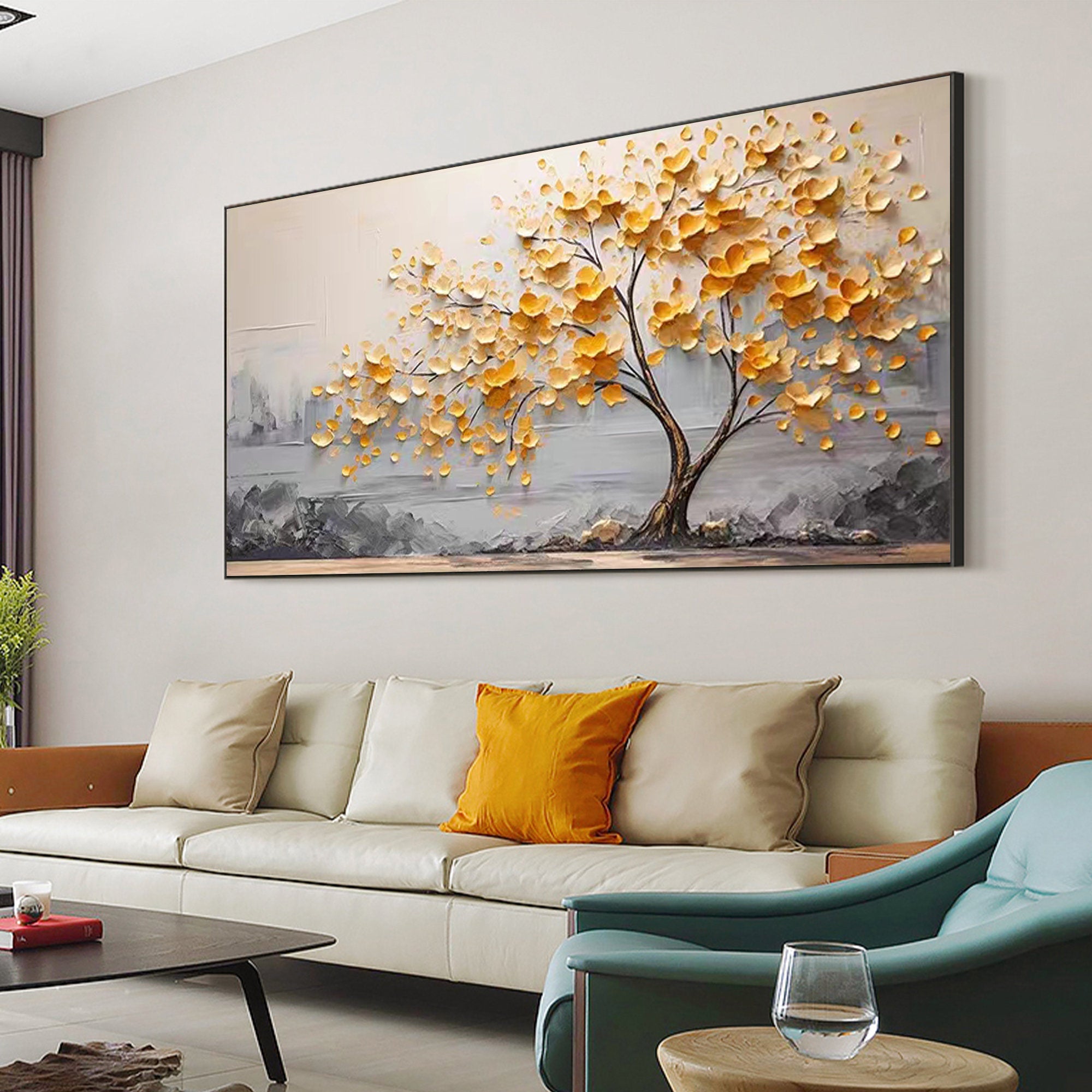 Golden Blossom Tree Art - Textured Wall Decor #BGM 010