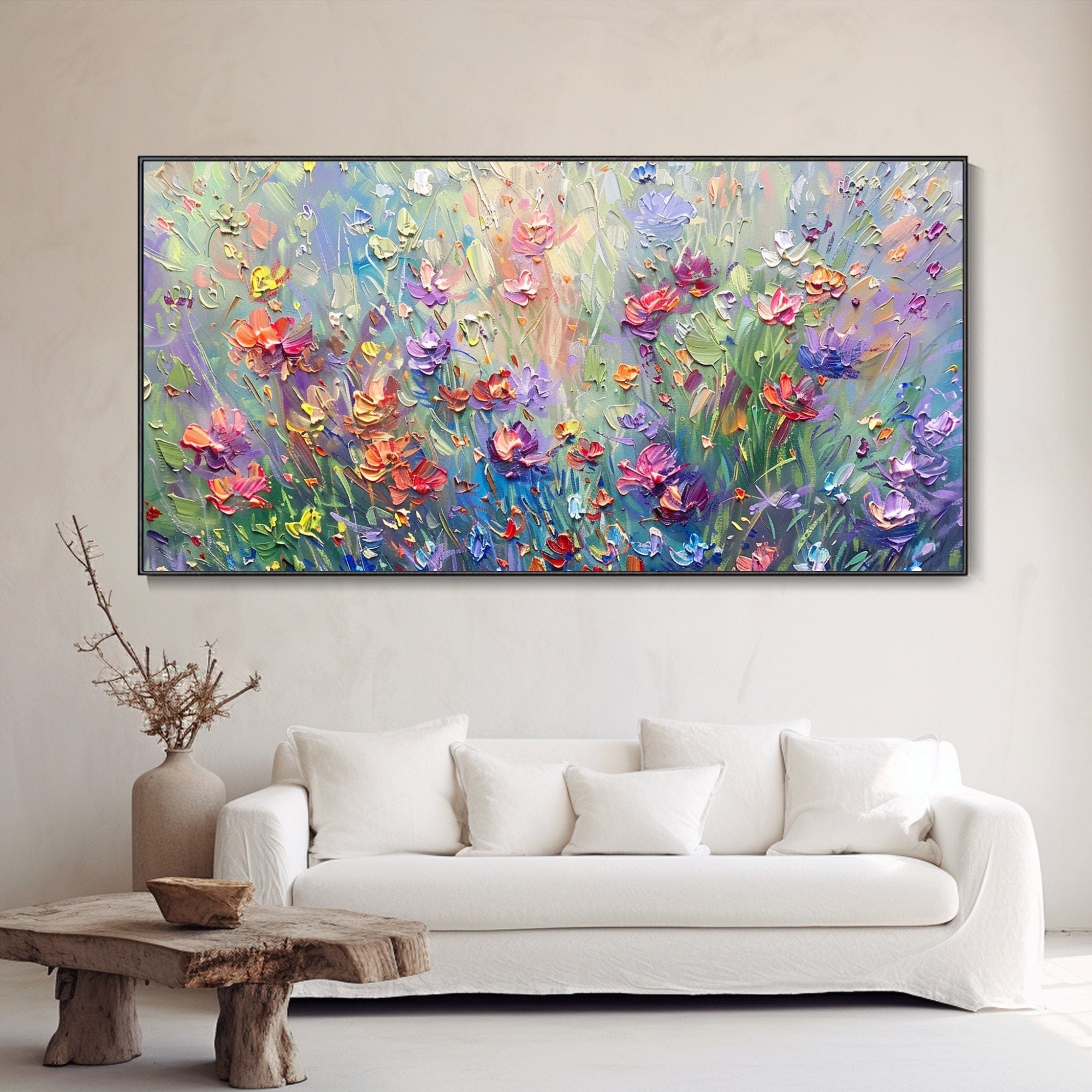 Vibrant Floral Abstract Painting for Living Room Wall Art #FT 009