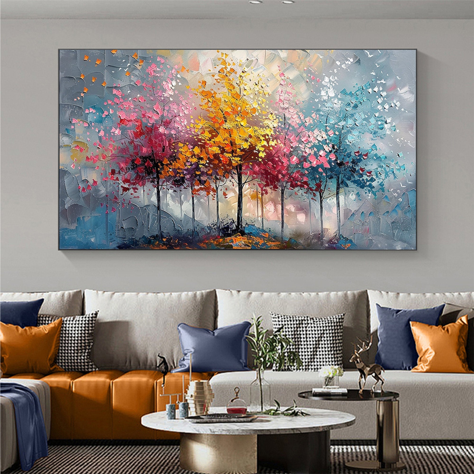 Large Colorful Tree Abstract Wall Art for Home Decor #FT 010