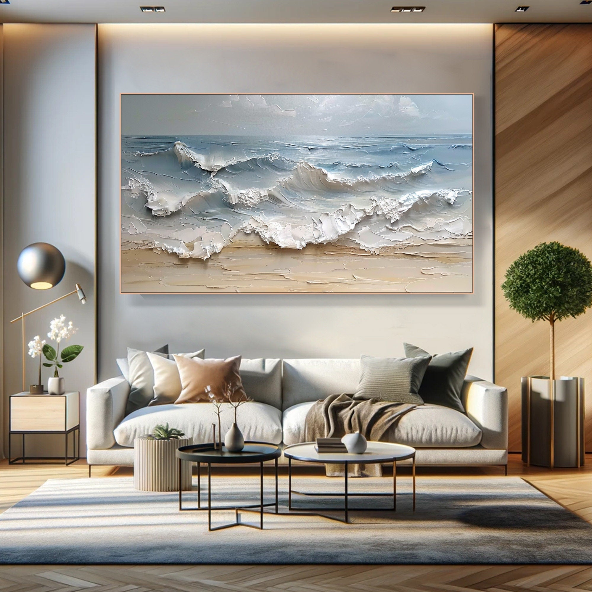 Large Textured Seascape Painting for Living Room Wall Art #OS 001