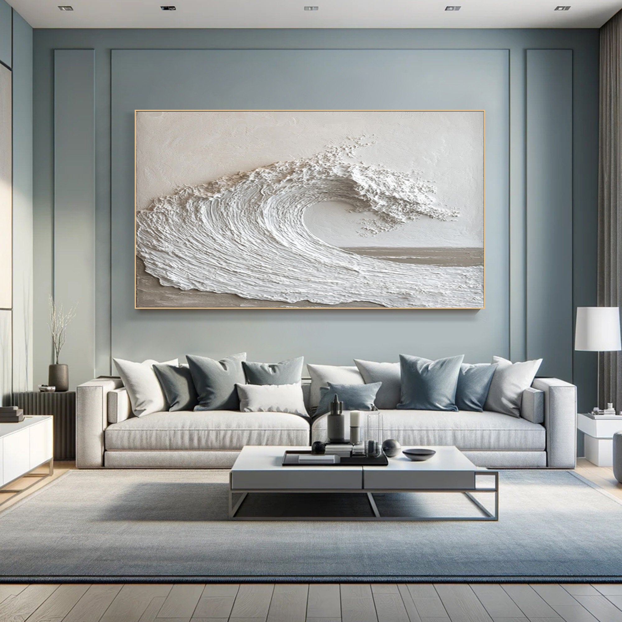 Textured Ocean Wave Art 3D Oil Painting for Modern Living Rooms #BBM 028