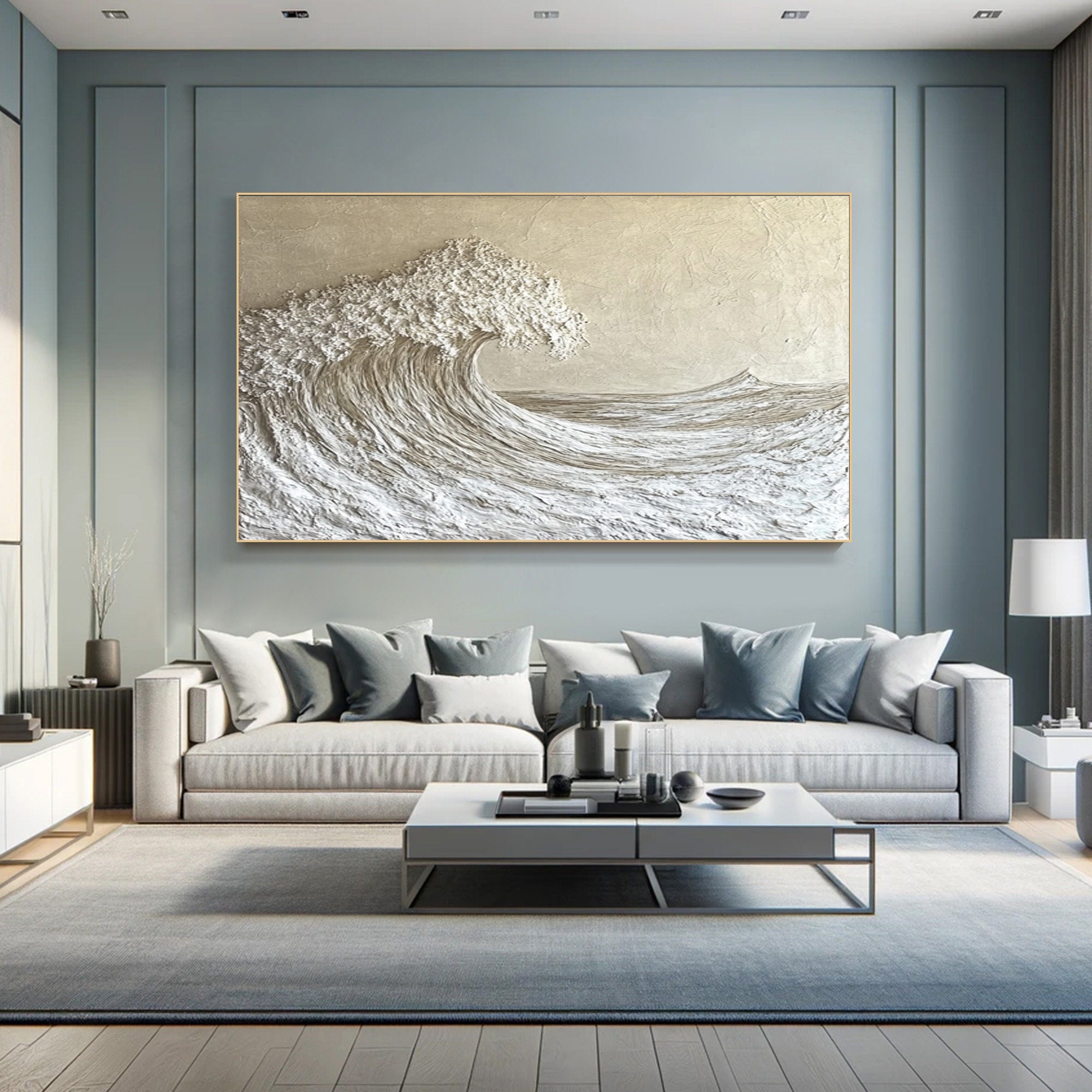 Textured Ocean Wave Art 3D Oil Painting for Modern Living Rooms #BBM 029