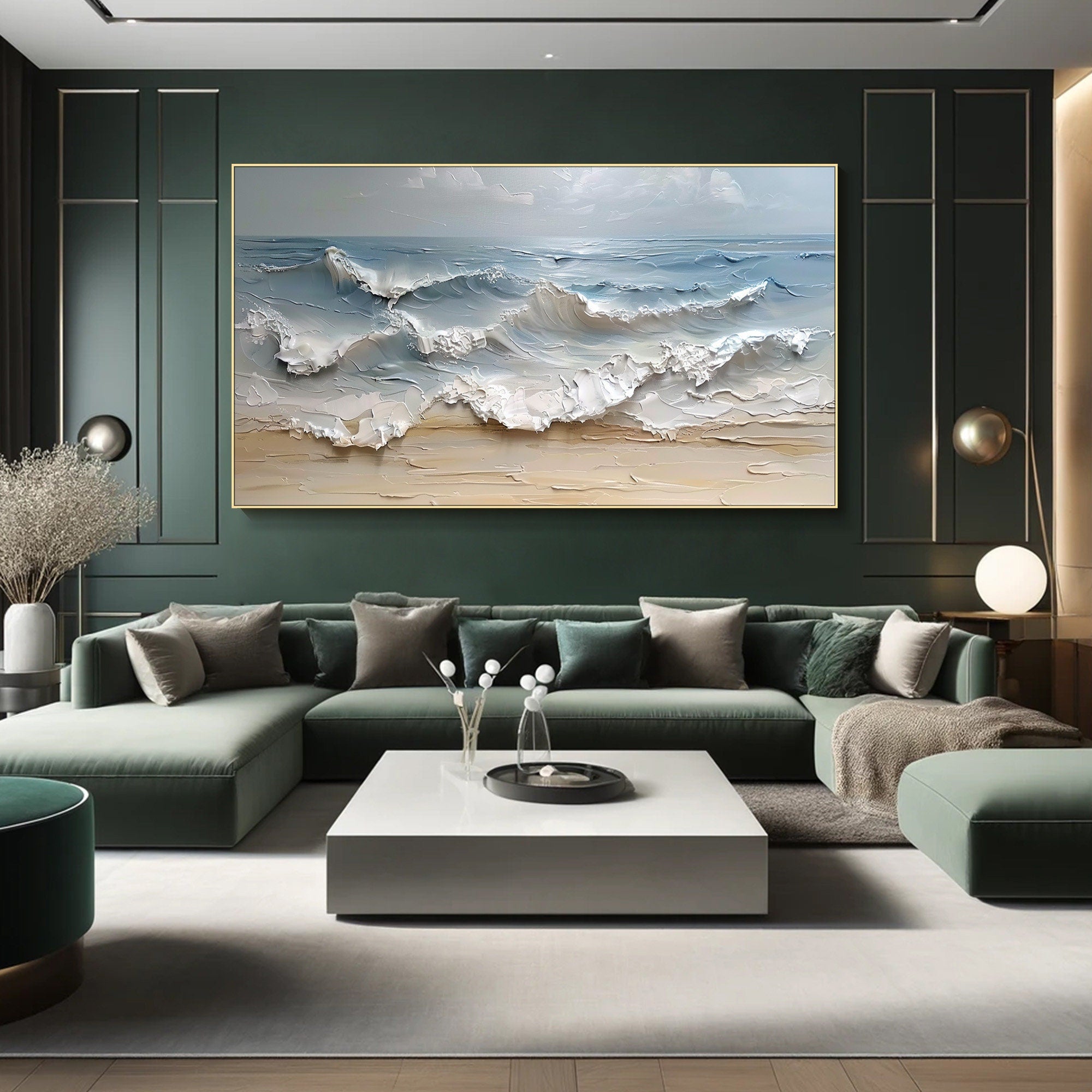 Large Textured Seascape Painting for Living Room Wall Art #OS 001