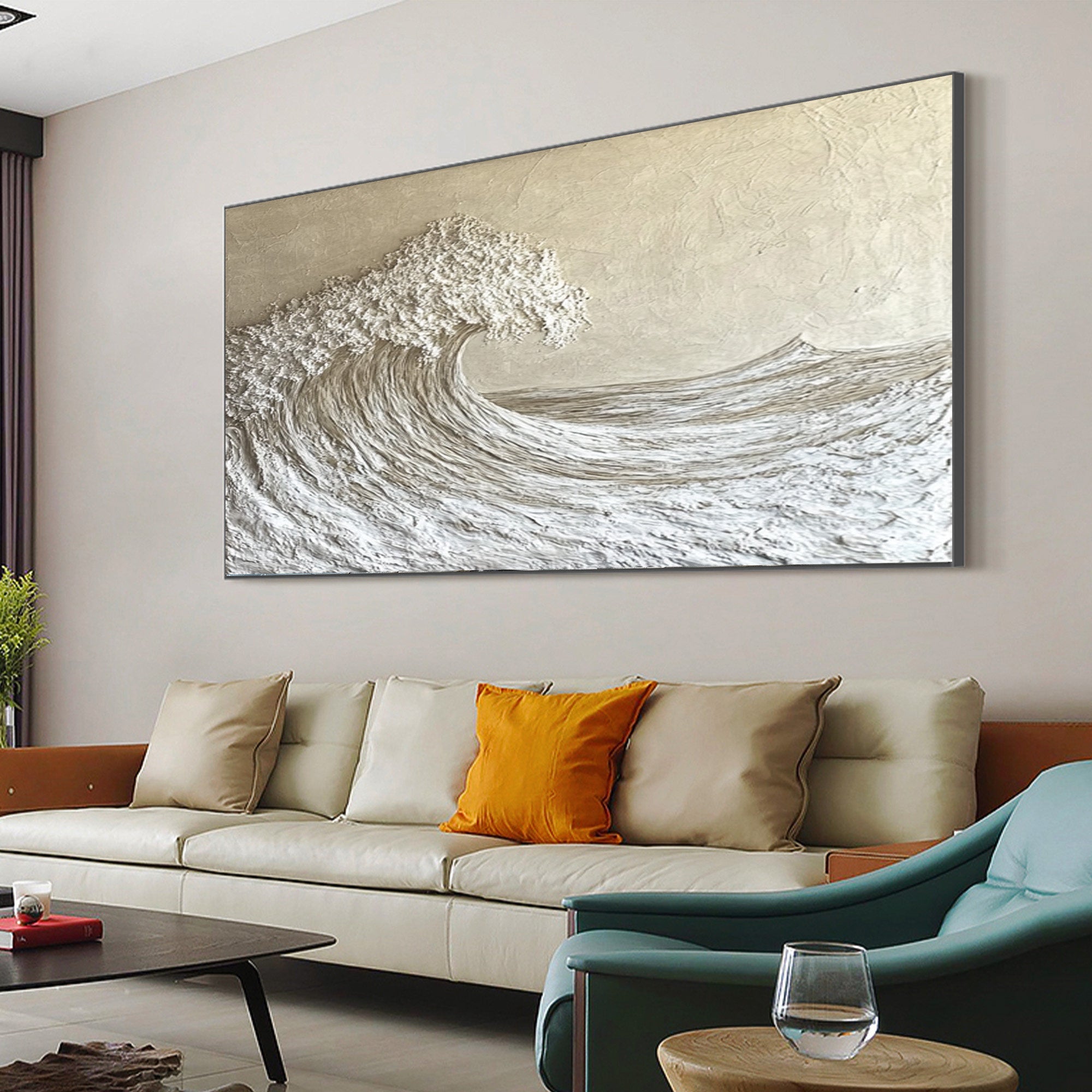 Textured Ocean Wave Art 3D Oil Painting for Modern Living Rooms #BBM 029