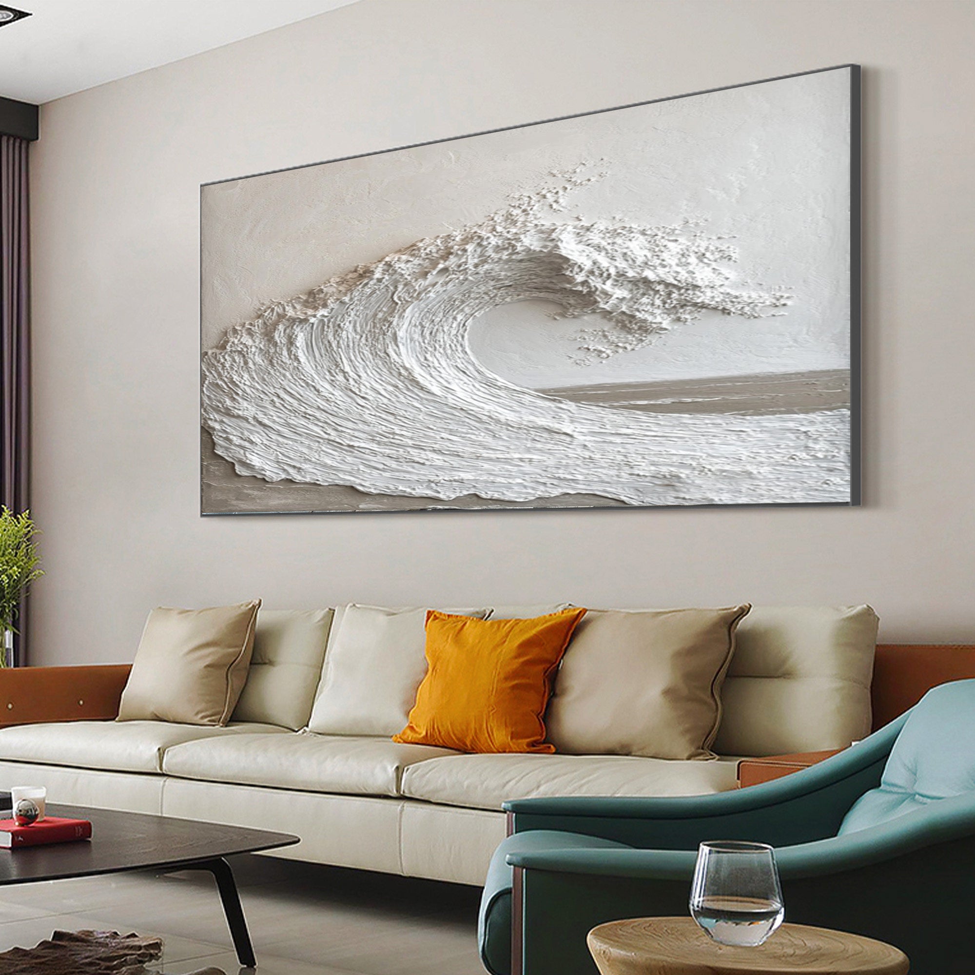 Textured Ocean Wave Art 3D Oil Painting for Modern Living Rooms #BBM 028