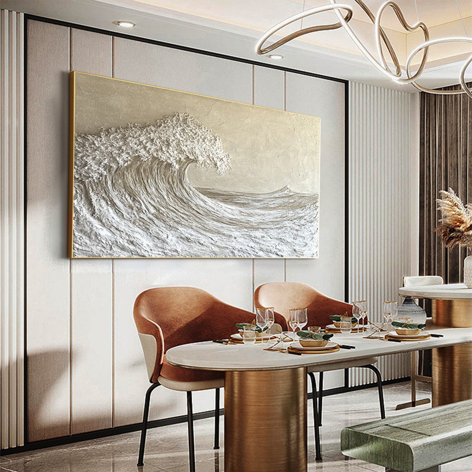 Textured Ocean Wave Art 3D Oil Painting for Modern Living Rooms #BBM 029