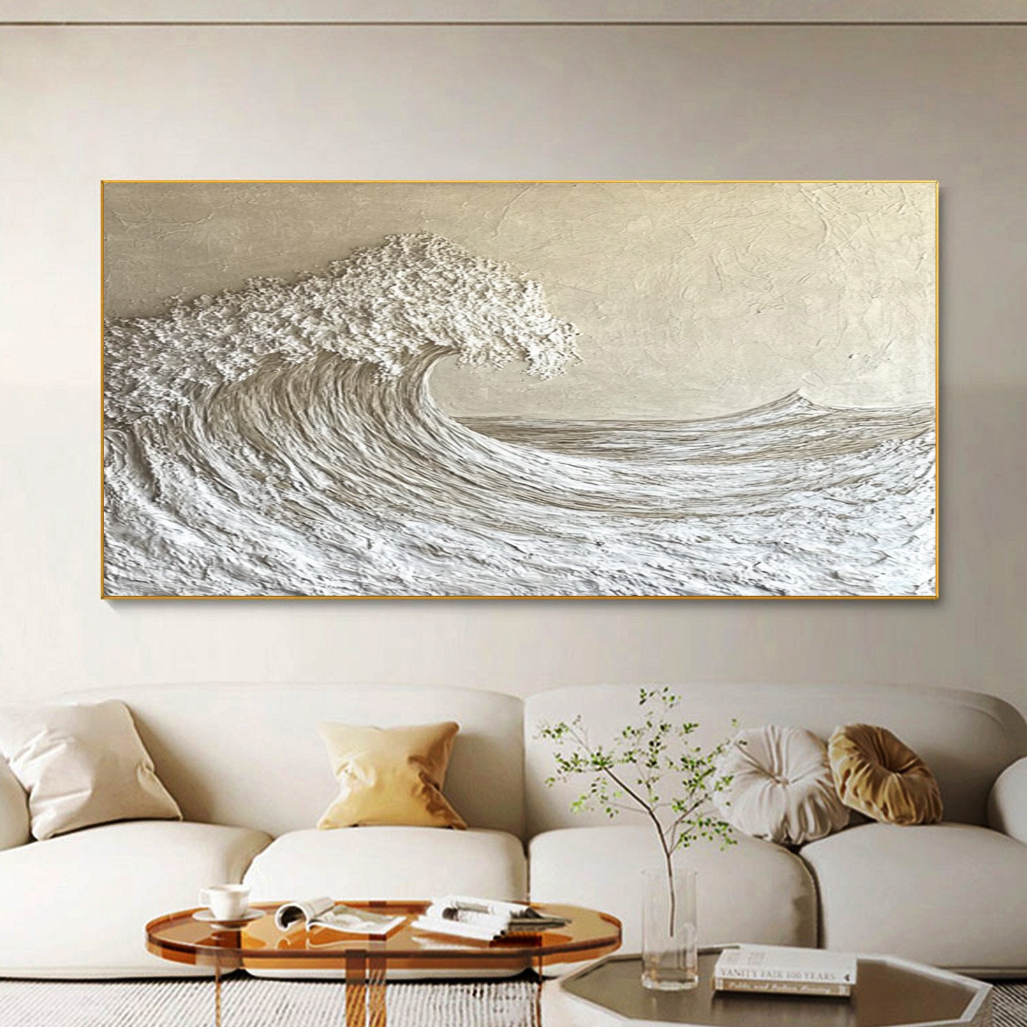 Textured Ocean Wave Art 3D Oil Painting for Modern Living Rooms #BBM 029