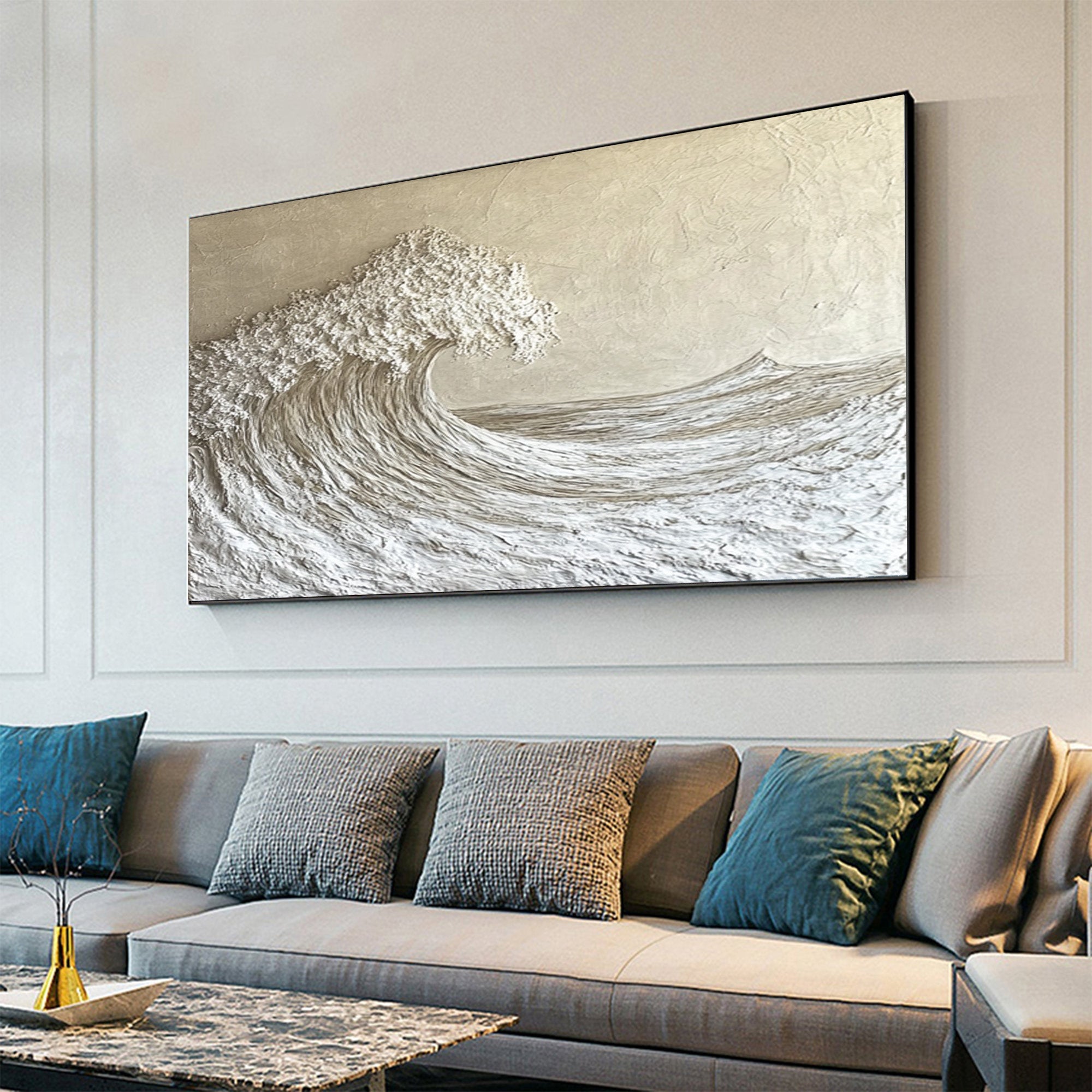 Textured Ocean Wave Art 3D Oil Painting for Modern Living Rooms #BBM 029