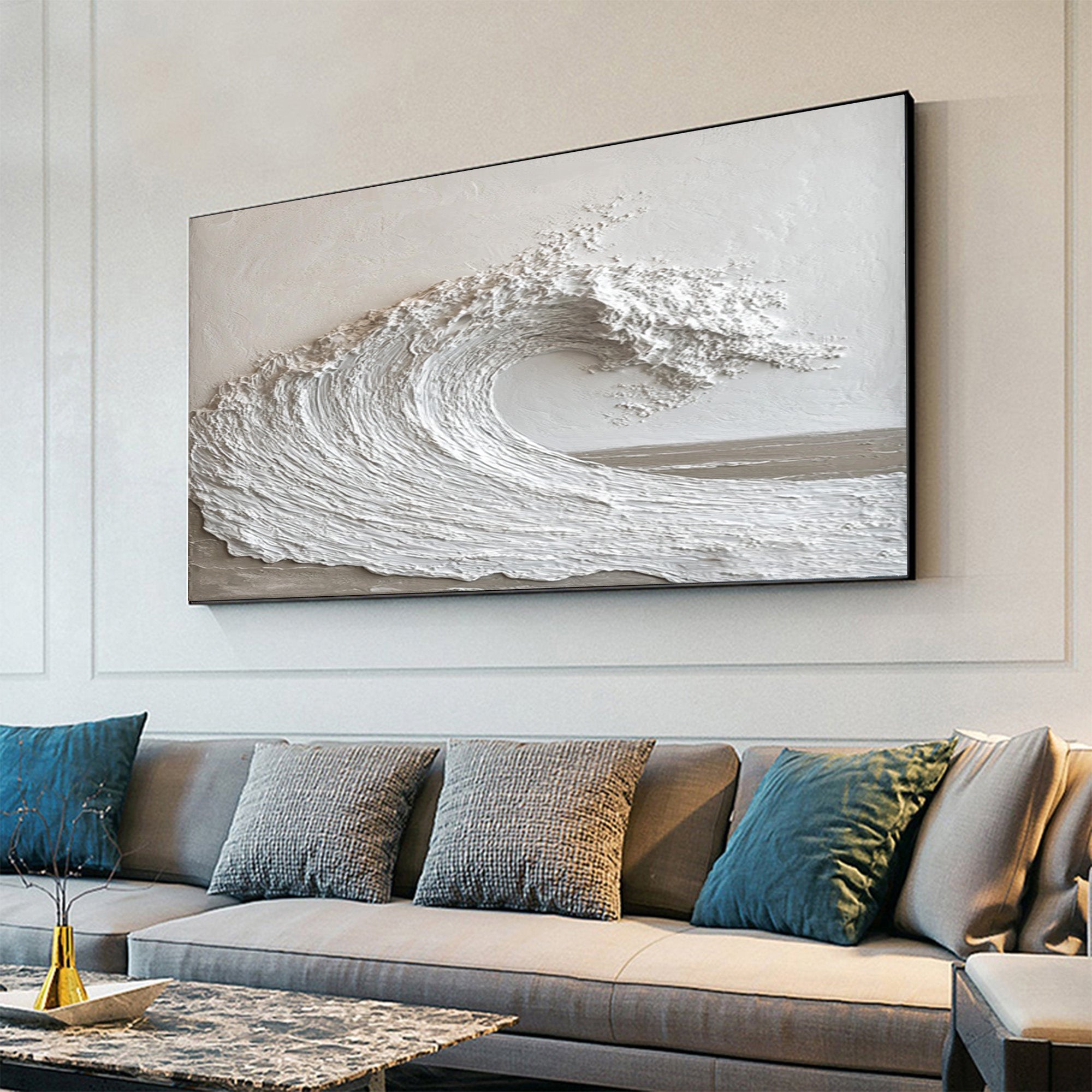 Textured Ocean Wave Art 3D Oil Painting for Modern Living Rooms #BBM 028