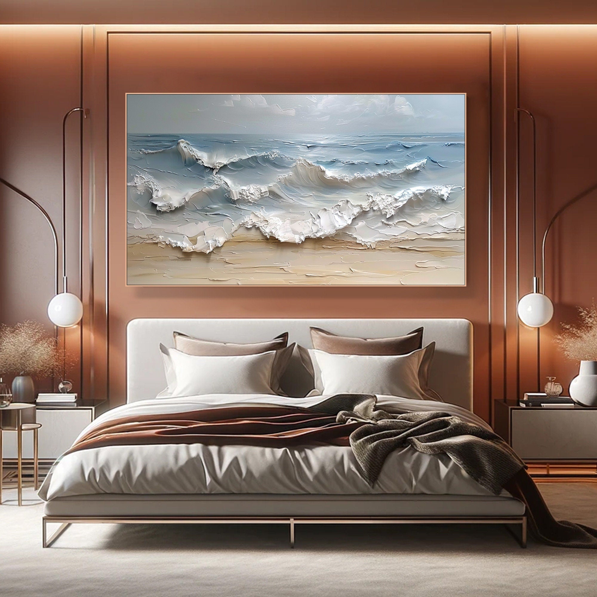 Large Textured Seascape Painting for Living Room Wall Art #OS 001