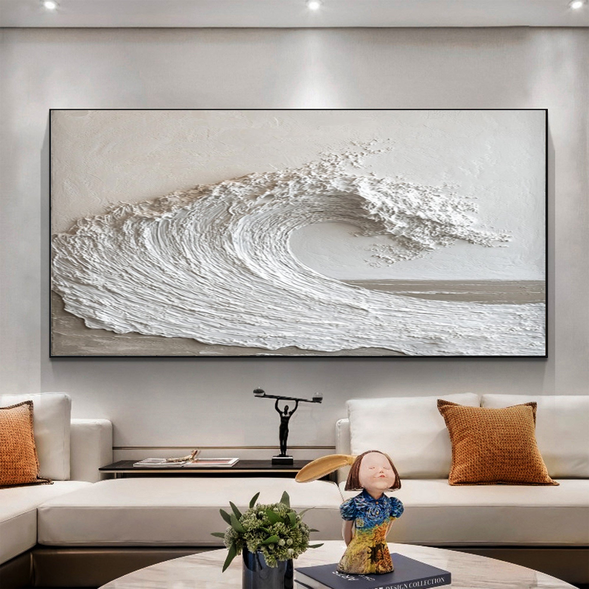 Textured Ocean Wave Art 3D Oil Painting for Modern Living Rooms #BBM 028