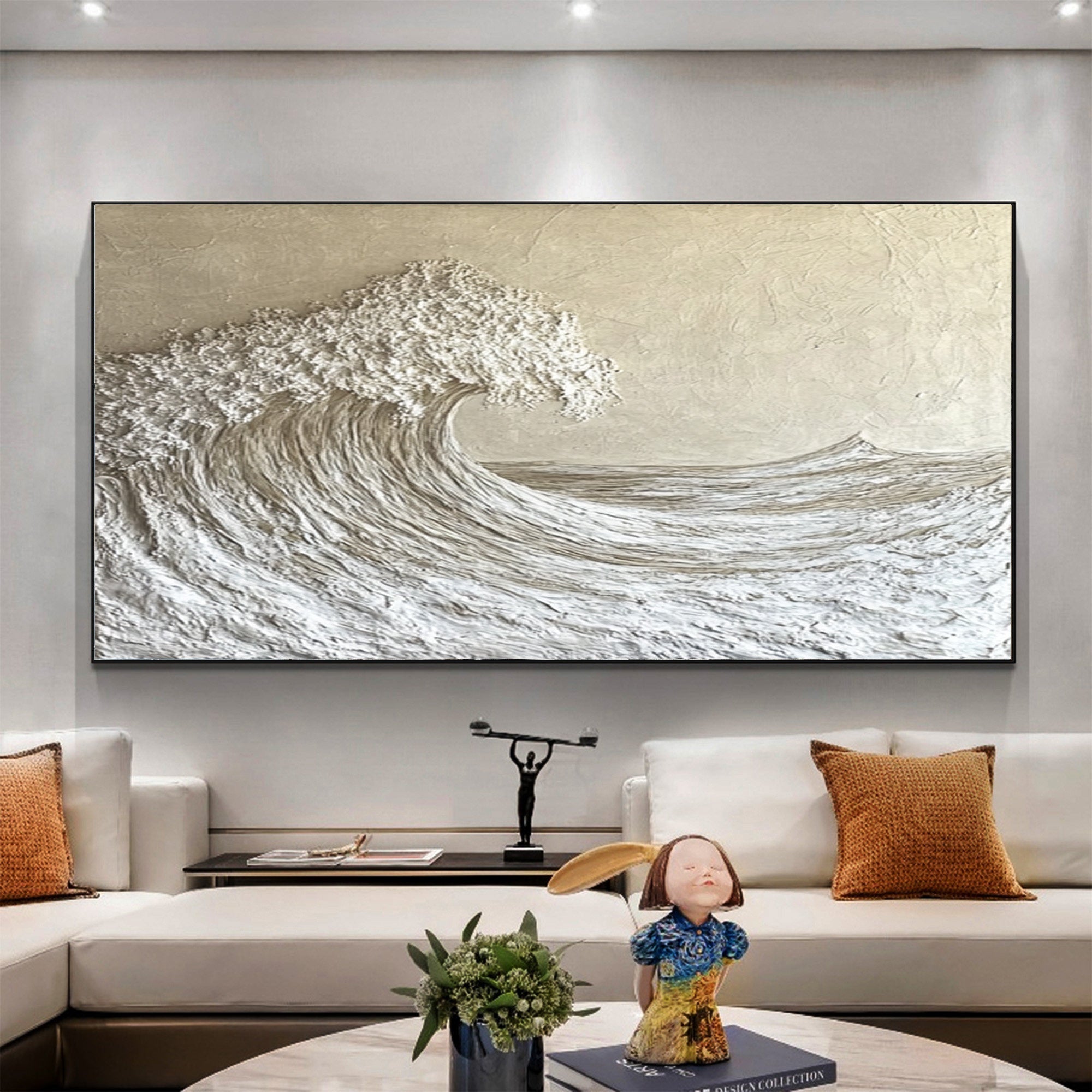 Textured Ocean Wave Art 3D Oil Painting for Modern Living Rooms #BBM 029