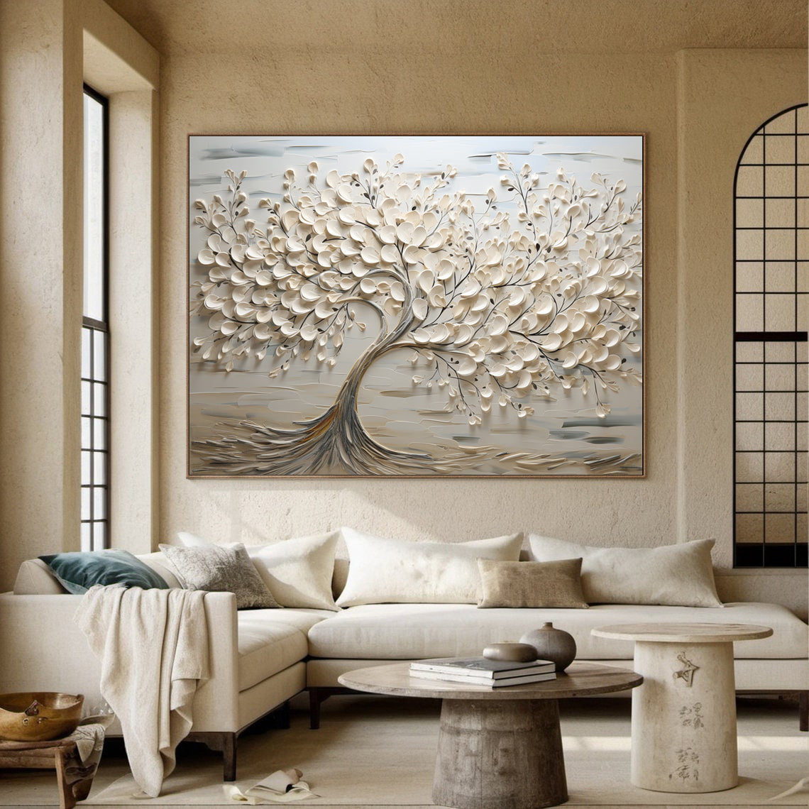 Hand-Painted 3D Tree Art on Canvas for Modern Living Rooms #FT 015