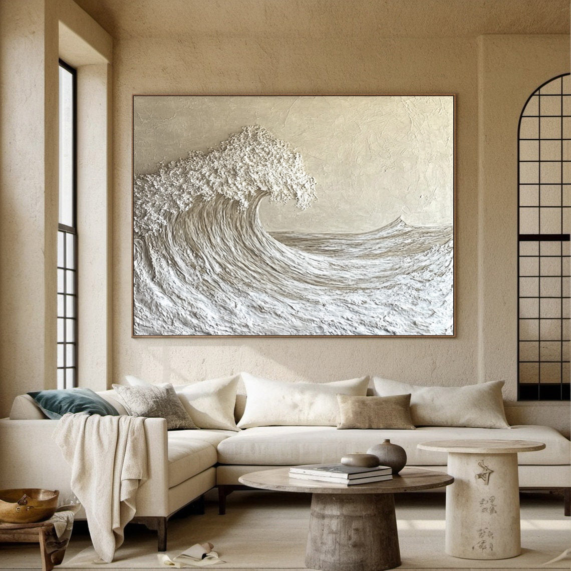 Textured Ocean Wave Art 3D Oil Painting for Modern Living Rooms #BBM 029