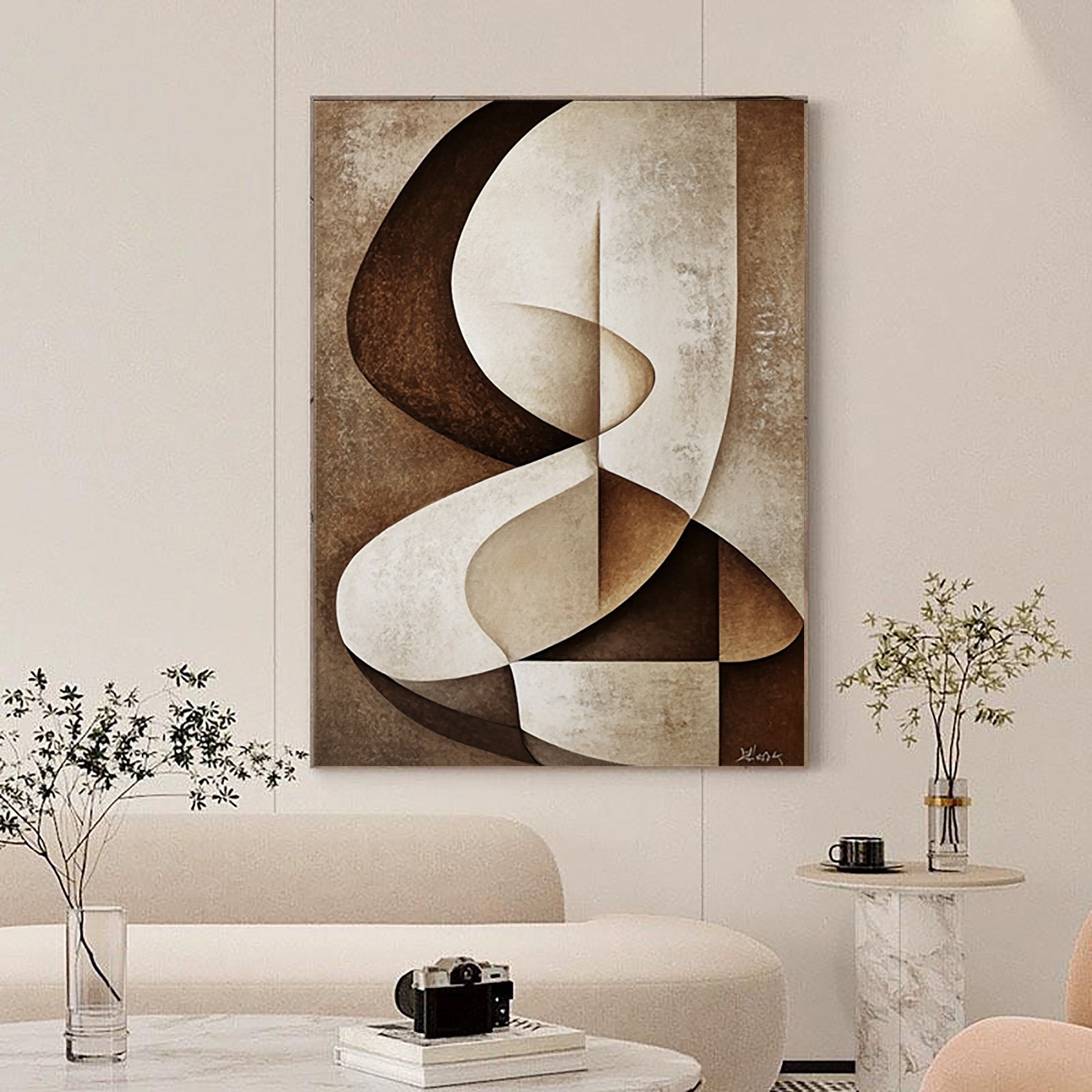 Brown Tones Abstract Wall Art Elegant Modern Decor #BBA 021