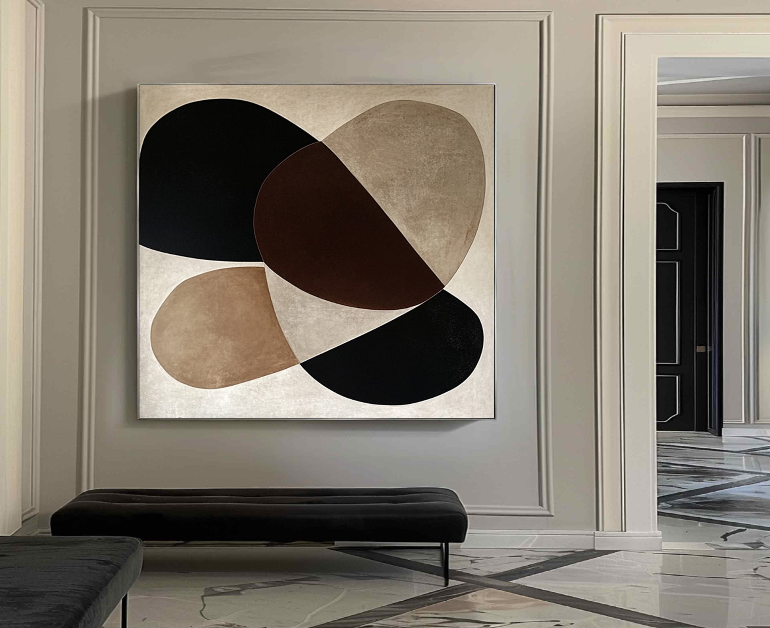 Geometric Abstract Painting with Organic Shapes for Modern Decor #BBA 025