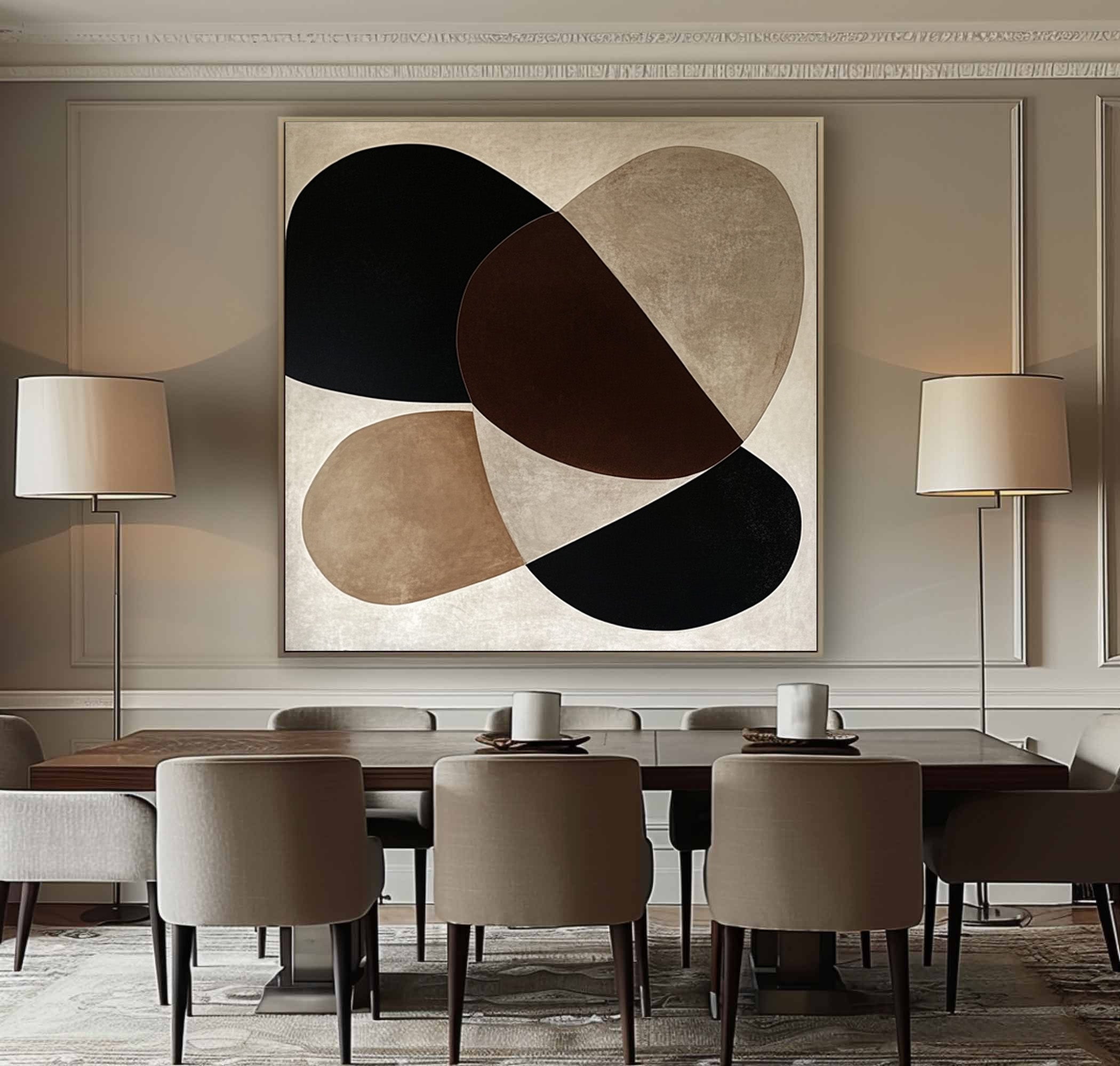 Geometric Abstract Painting with Organic Shapes for Modern Decor #BBA 025