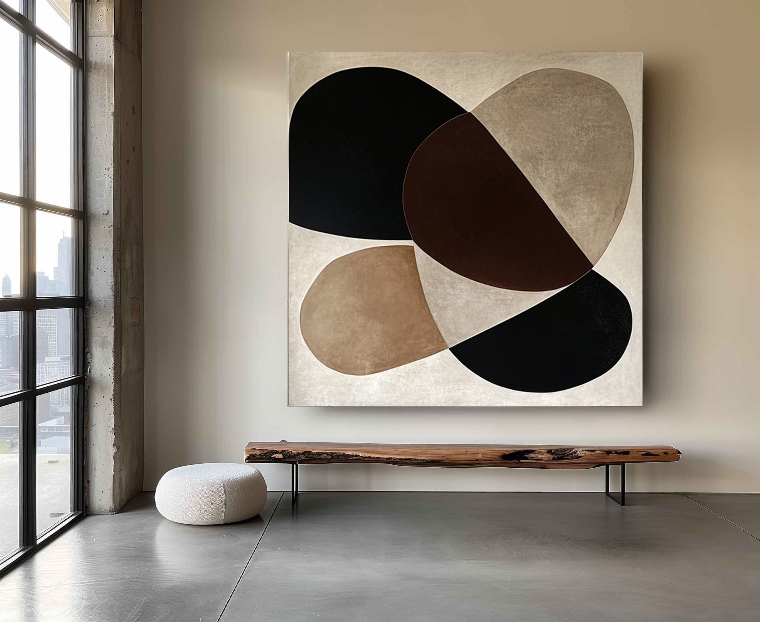 Geometric Abstract Painting with Organic Shapes for Modern Decor #BBA 025