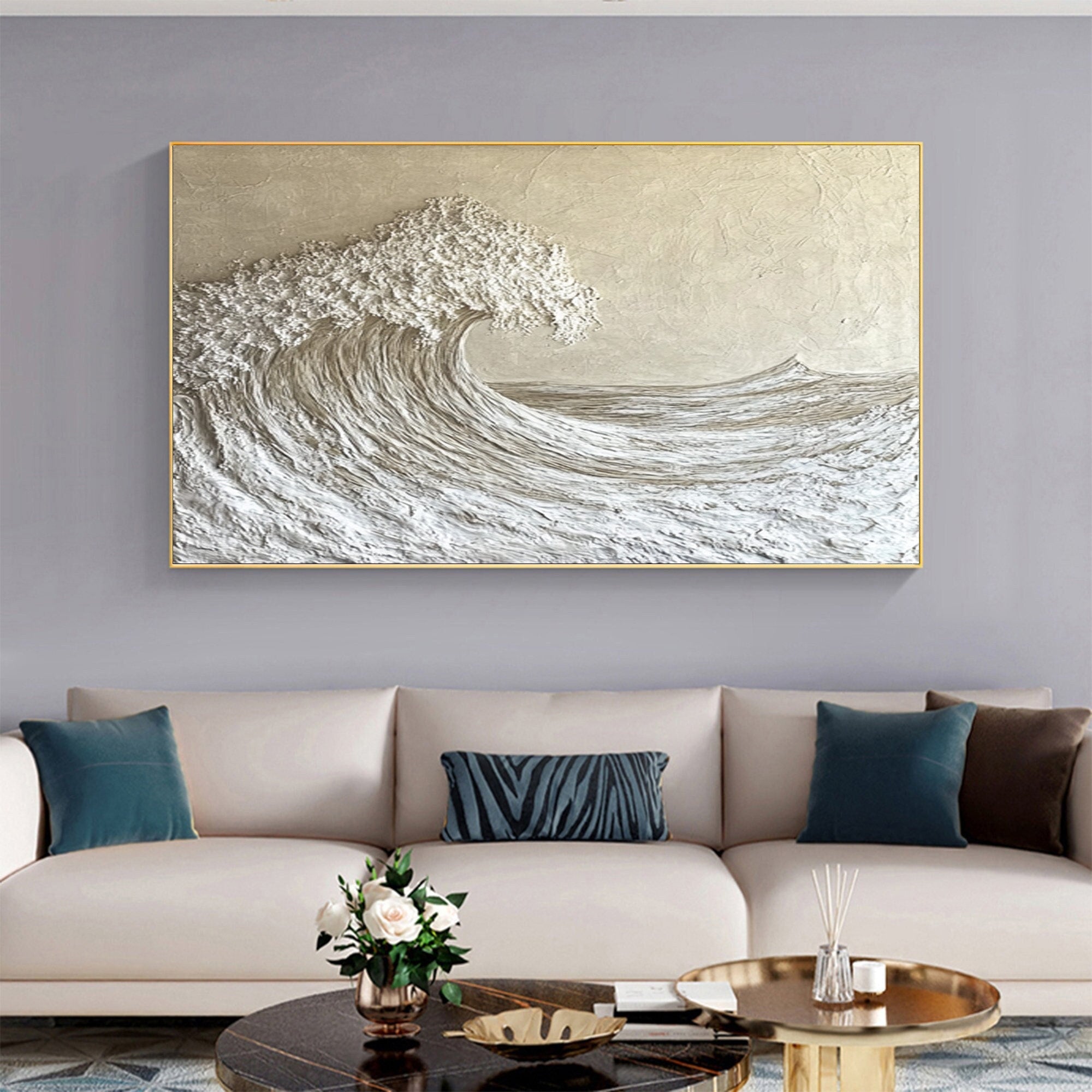 Textured Ocean Wave Art 3D Oil Painting for Modern Living Rooms #BBM 029