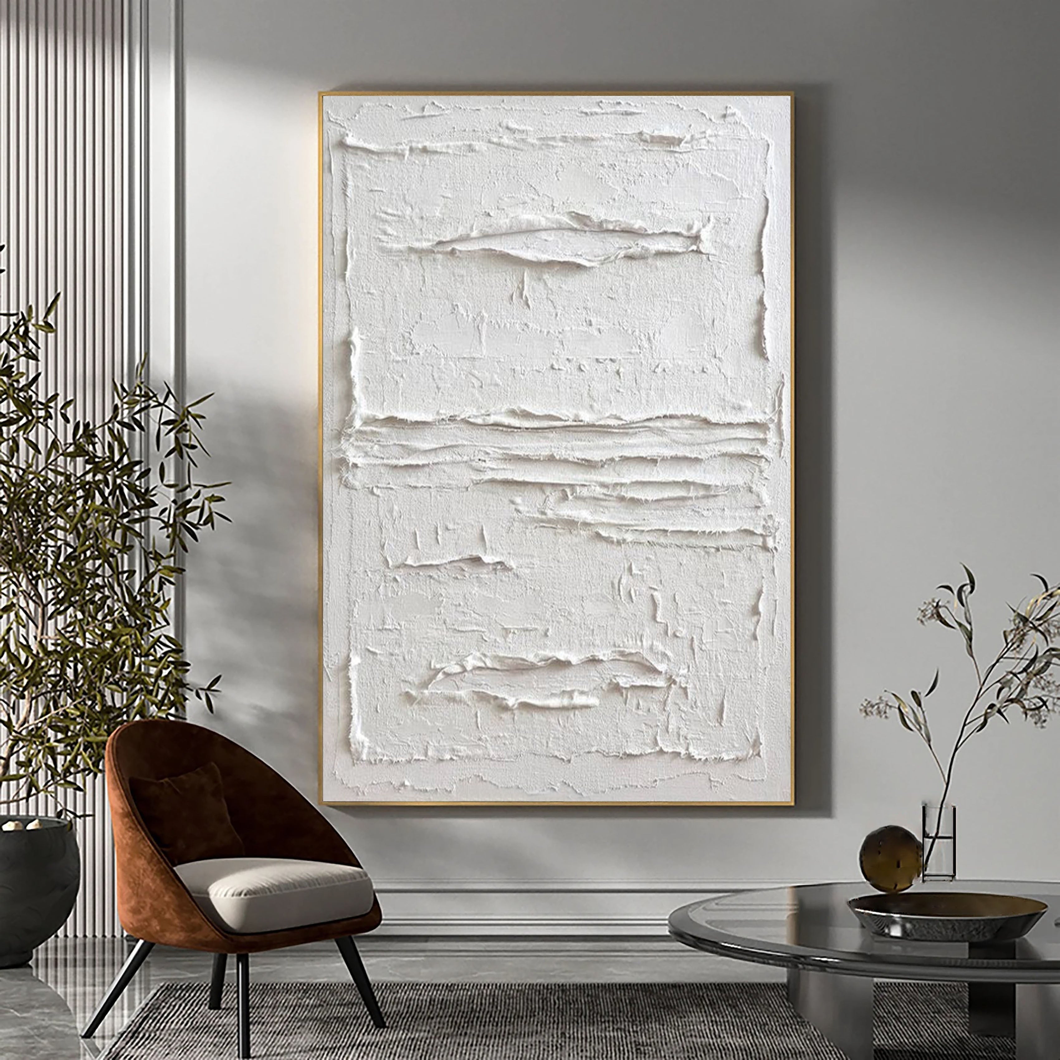 White Minimalist Abstract Painting #AVG 001